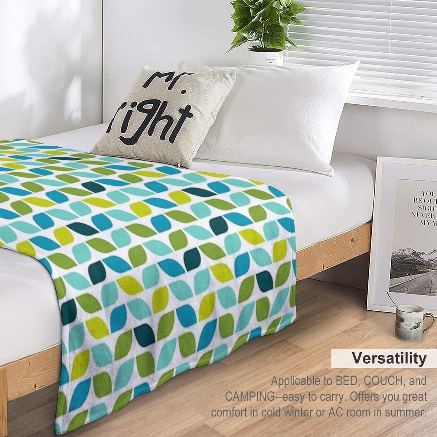 Geometric Pattern Leaf Spring Machine-washable Throw Blanket