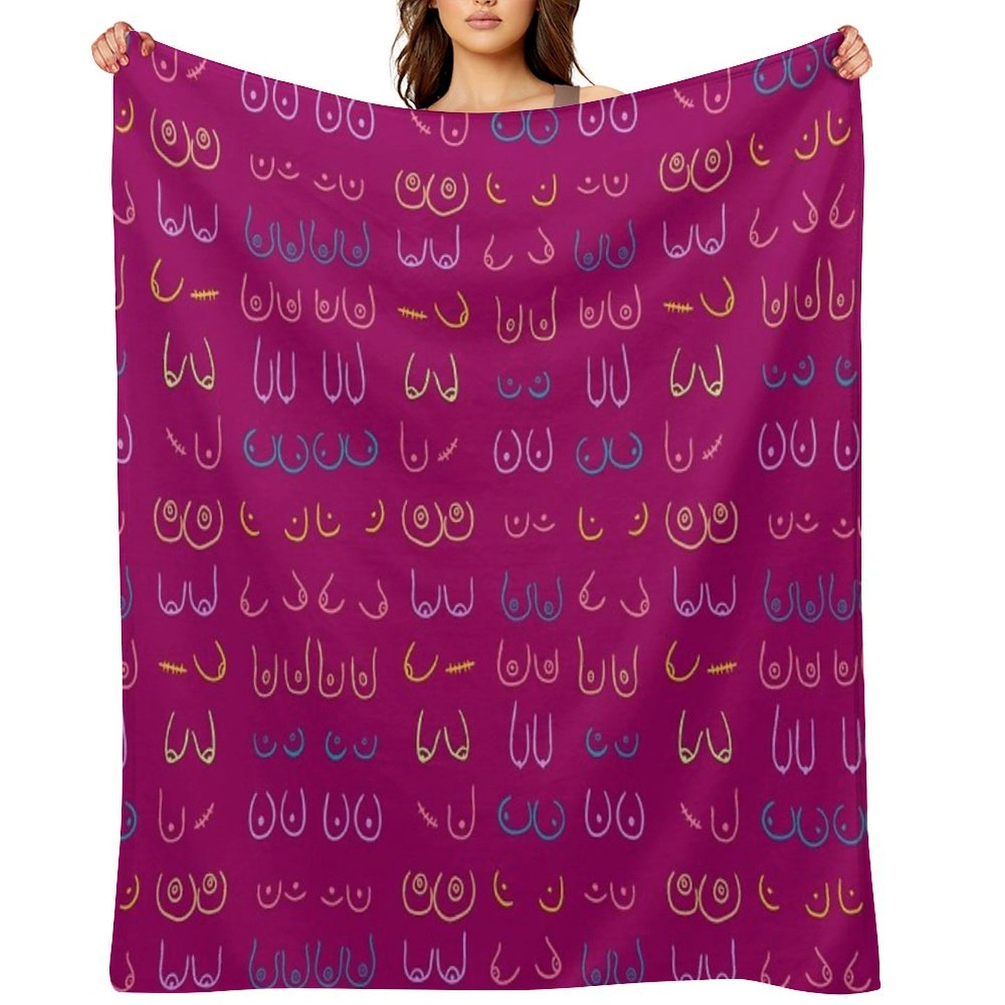 BOOBIES PASTEL PATTERN PINK Eco-conscious Throw Blanket