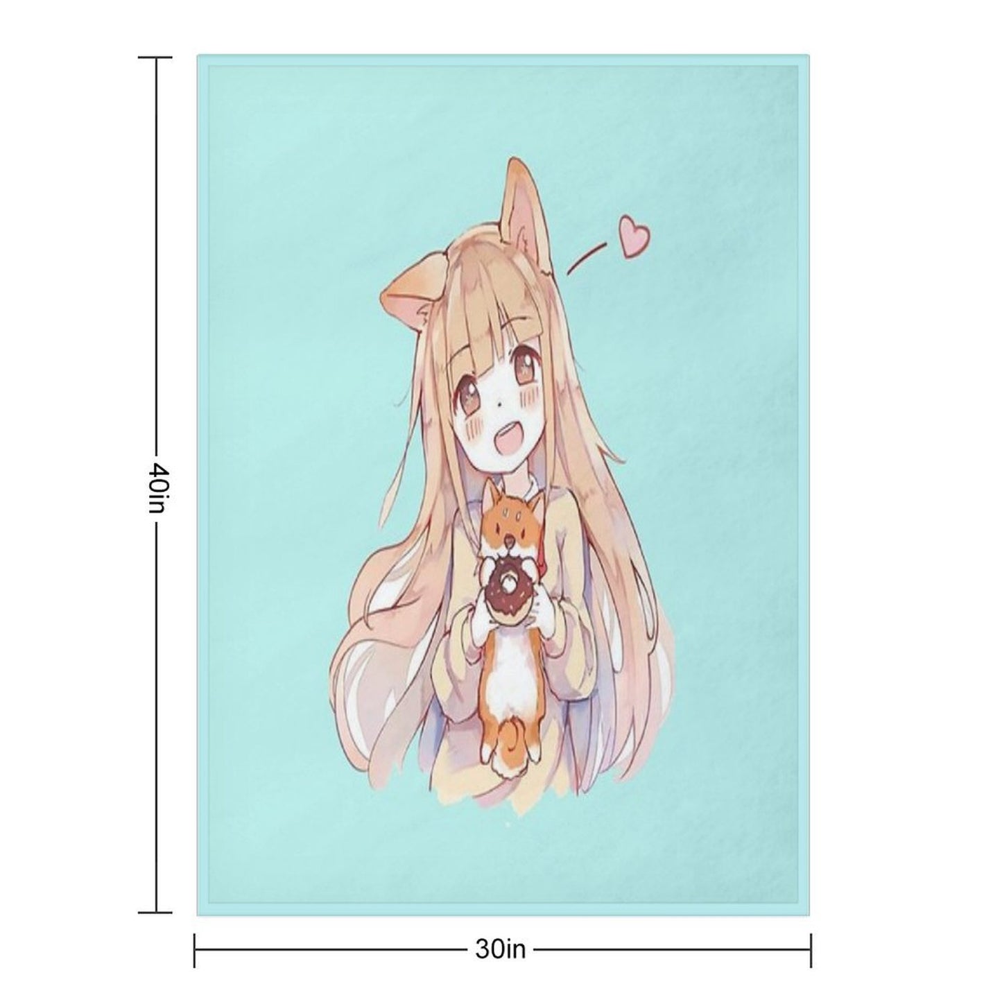 Kawaii Anime Girl Easy Care Throw Blanket