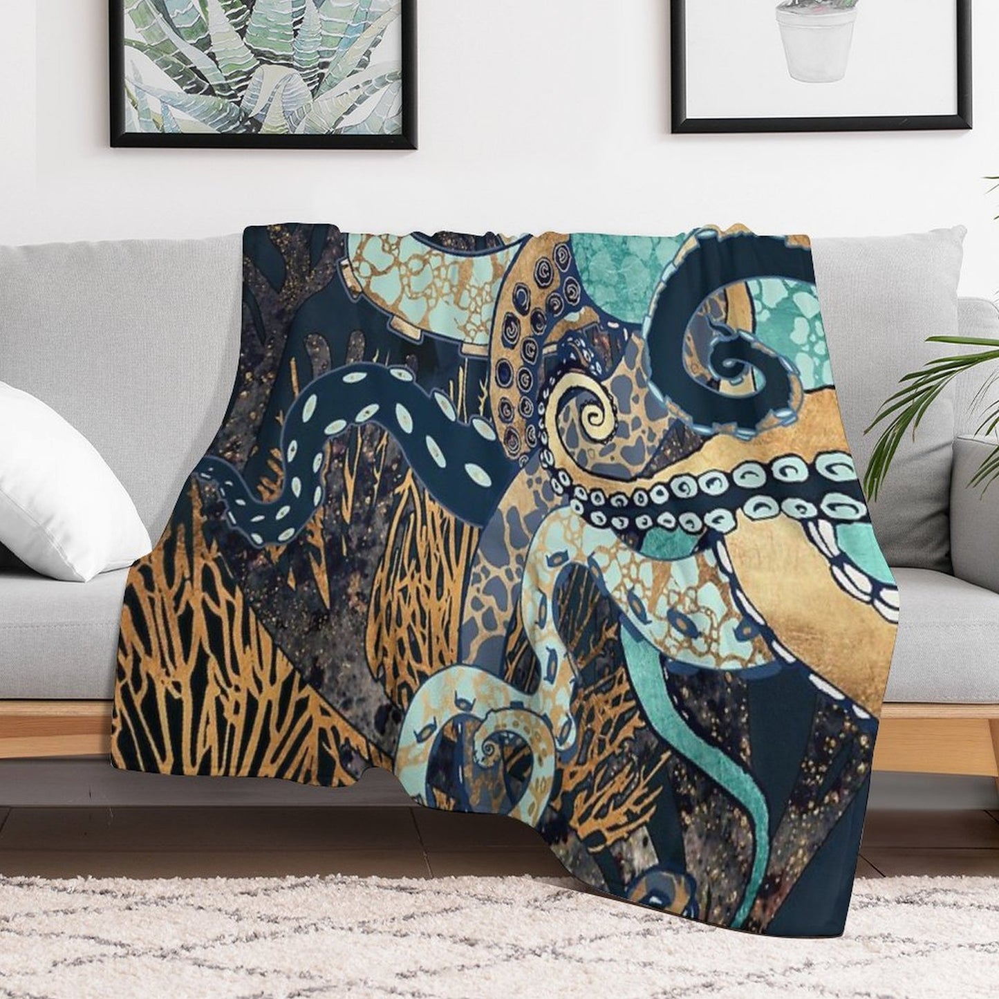 Metallic Octopus II Quick-dry Throw Blanket