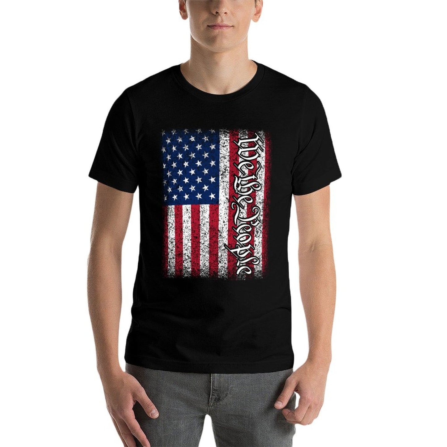 American USA We The People Patriotic Red White Blue Tagless Design T-Shirt