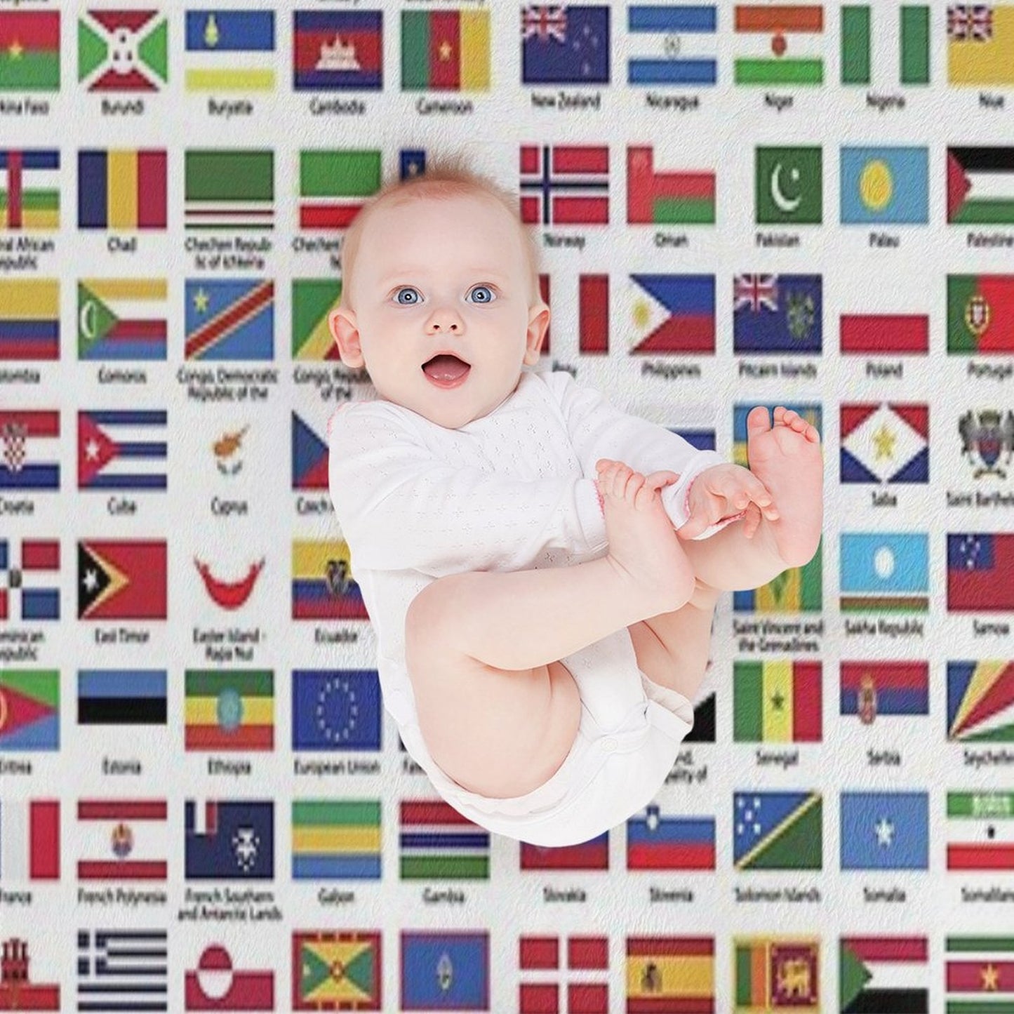 World Flags with Country Names Wrinkle-free Throw Blanket
