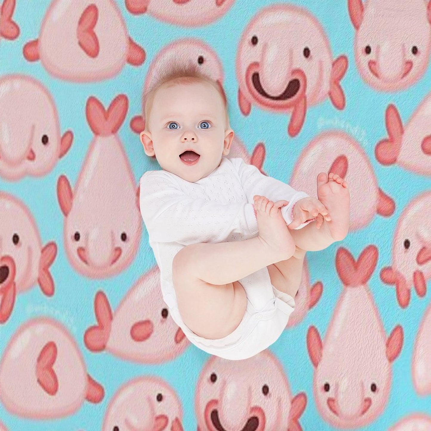 Blobfish Pattern Lightweight Throw Blanket