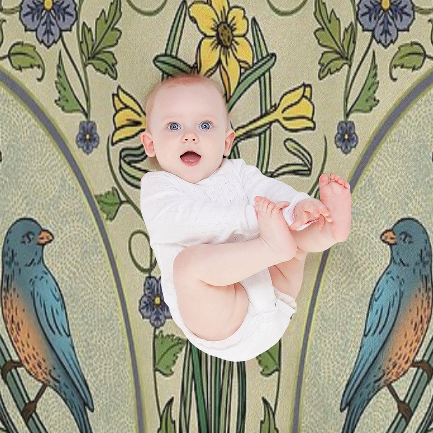 Bluebirds And Spring Blossoms Inspired By Art Nouveau Comfort Throw Blanket