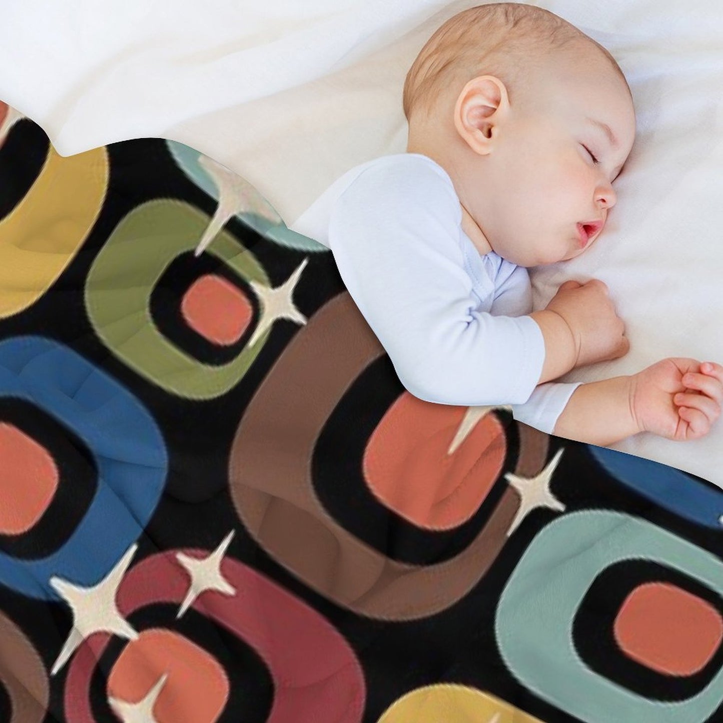 Mid-Century Modern Atomic Abstract Pattern Travel-friendly Throw Blanket