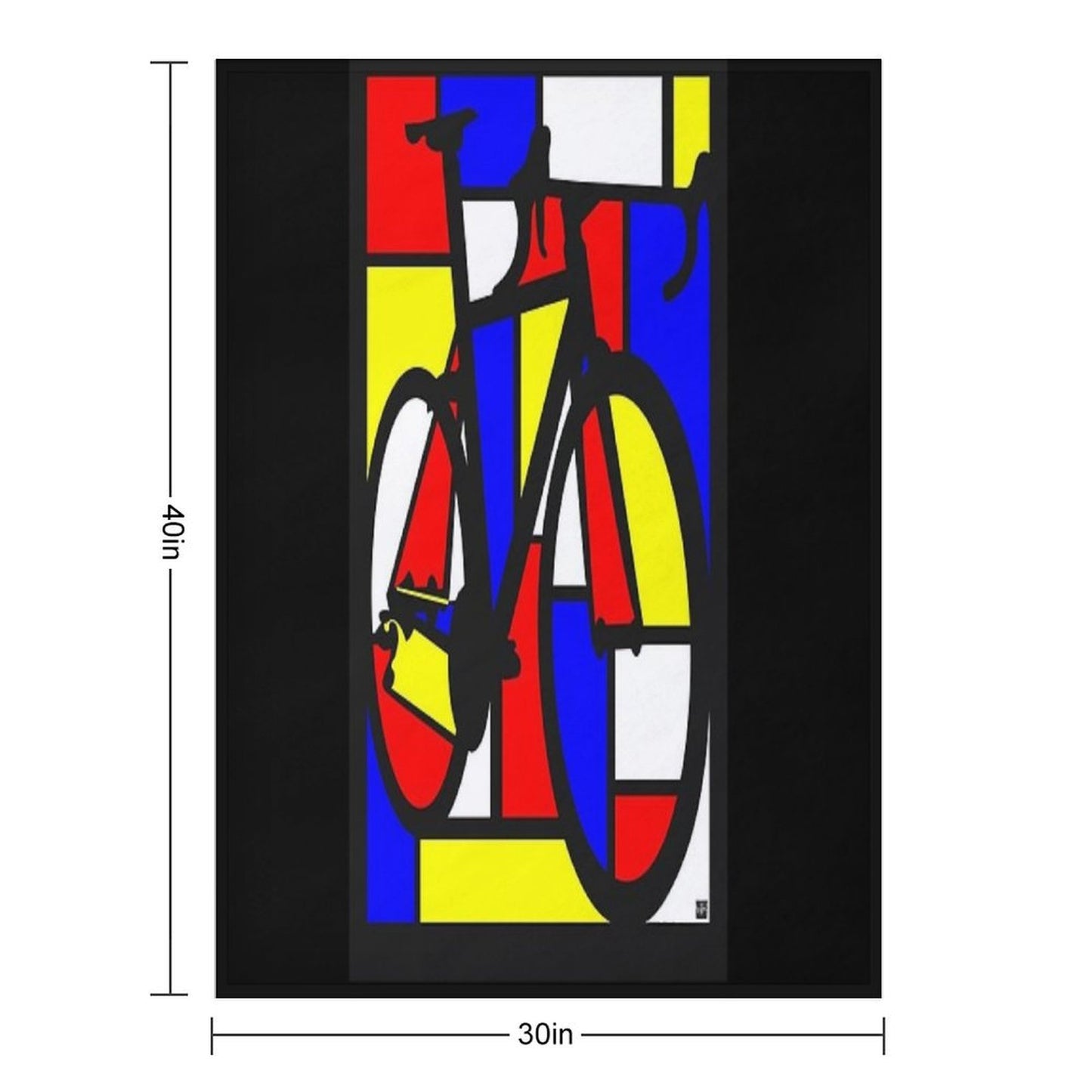 Mondrianesque Road Bike Plush Throw Blanket