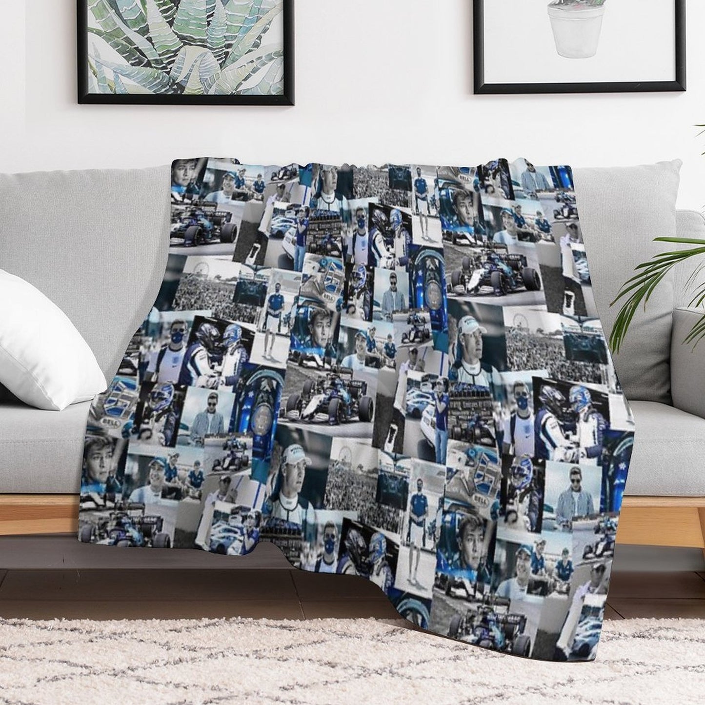 George Russle Williams Racing Collage Machine-washable Throw Blanket