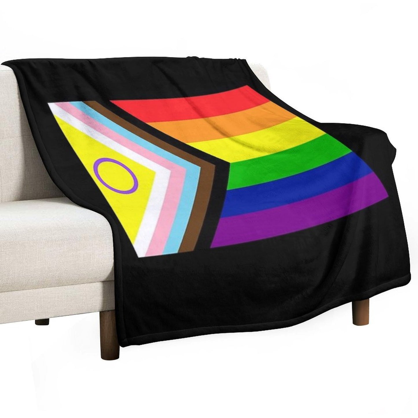 2021 Intersex-Inclusive Progress Pride Flag Wrinkle-free Throw Blanket