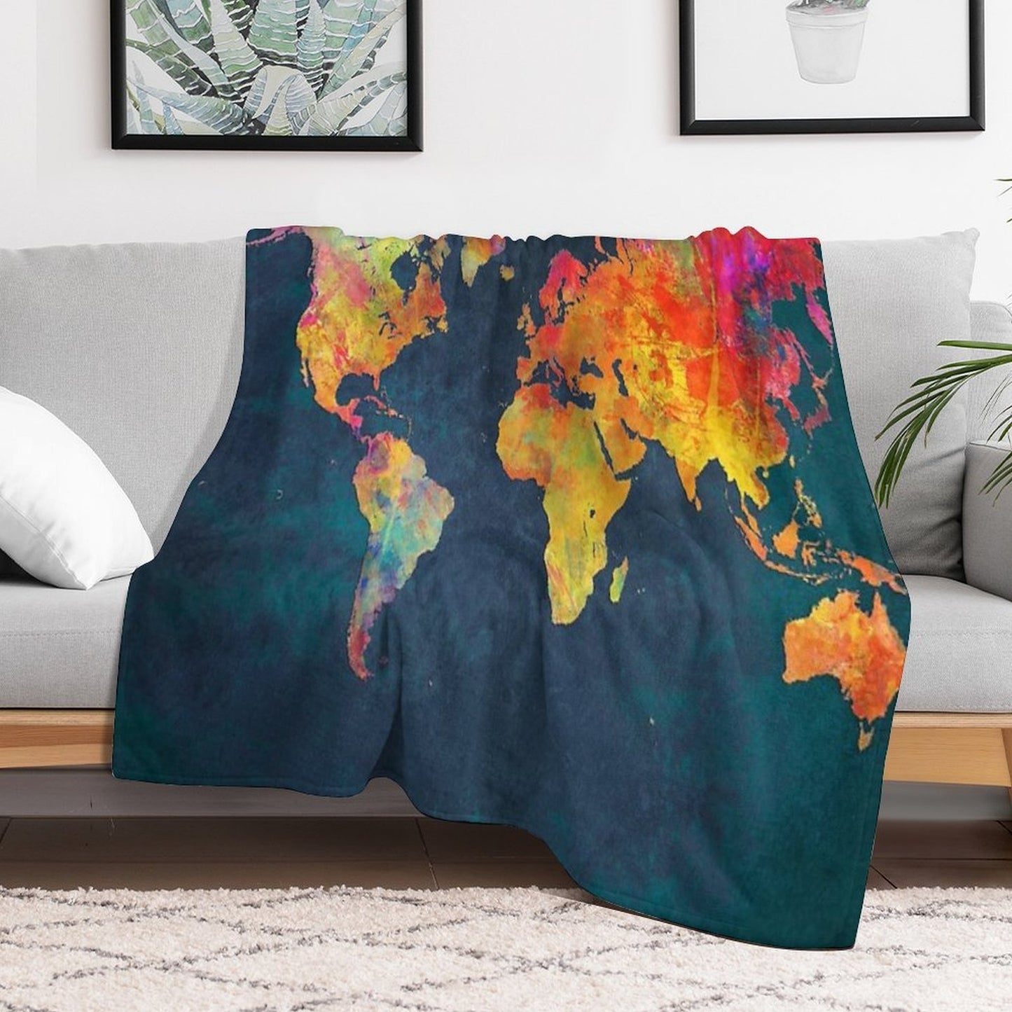 World Map Gift-ready Throw Blanket