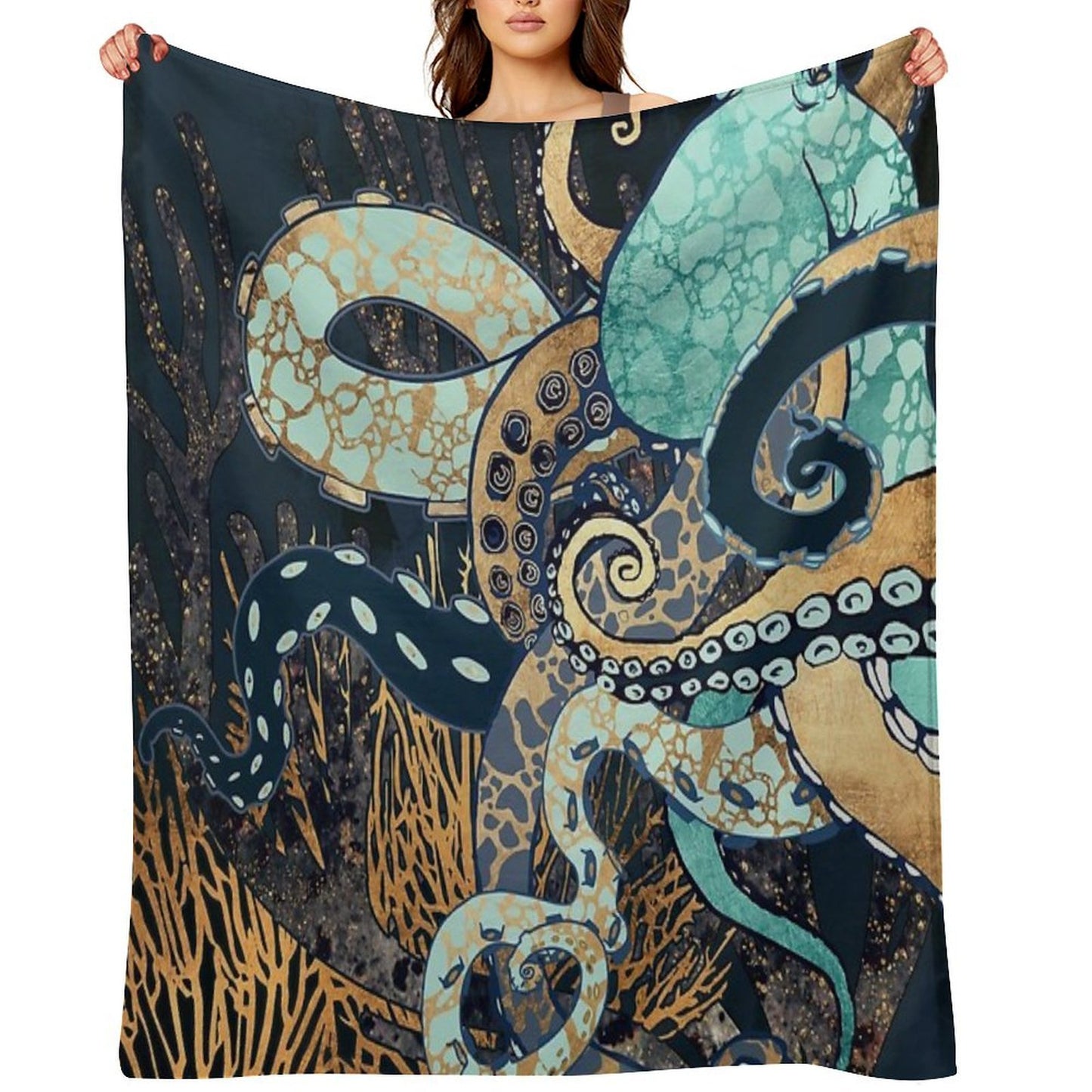 Metallic Octopus II Quick-dry Throw Blanket