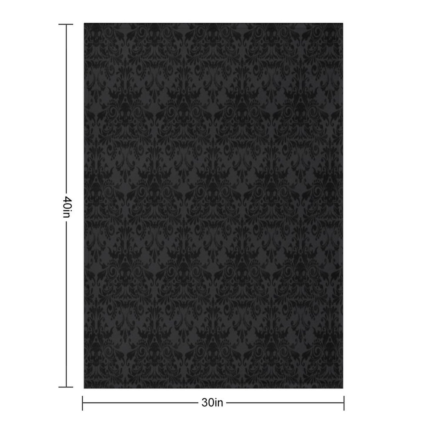 Skull Damask Pattern - Grey Shrink-resistant Throw Blanket