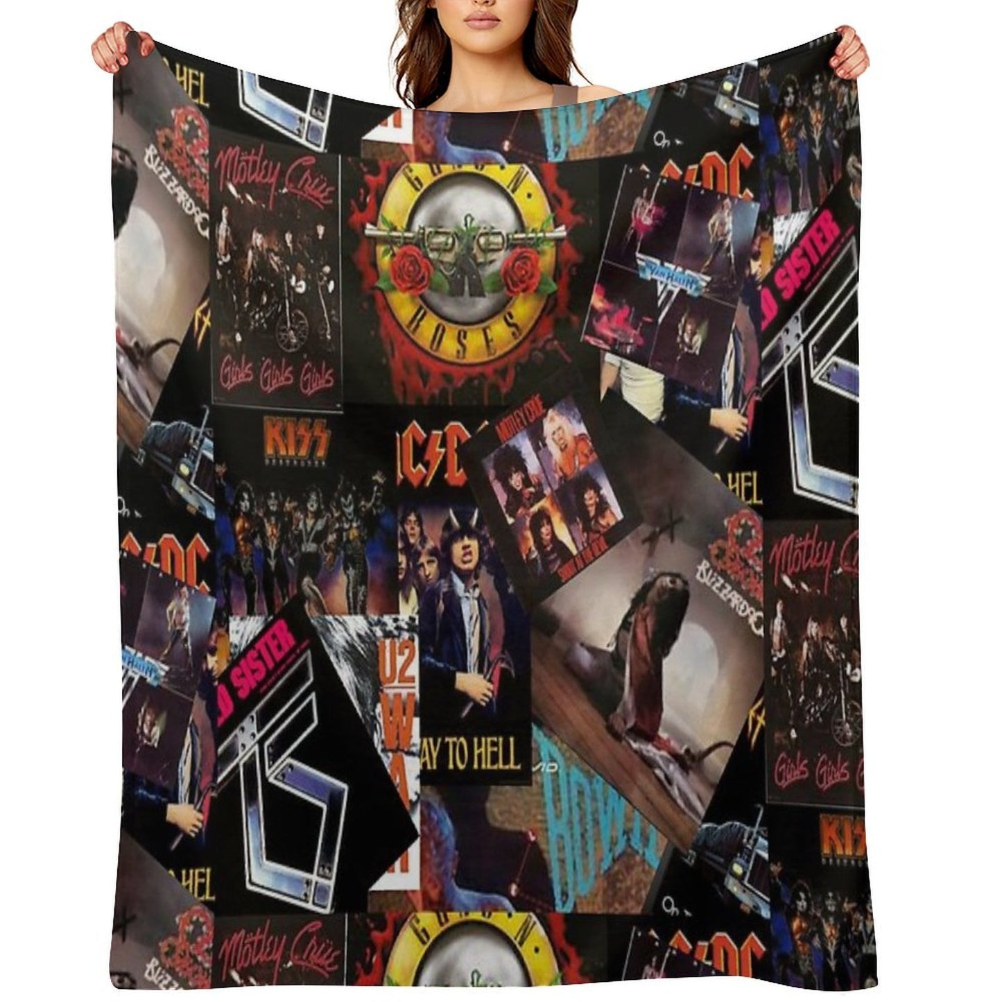 1980s Rock Bands Collage Multi-functional Throw Blanket