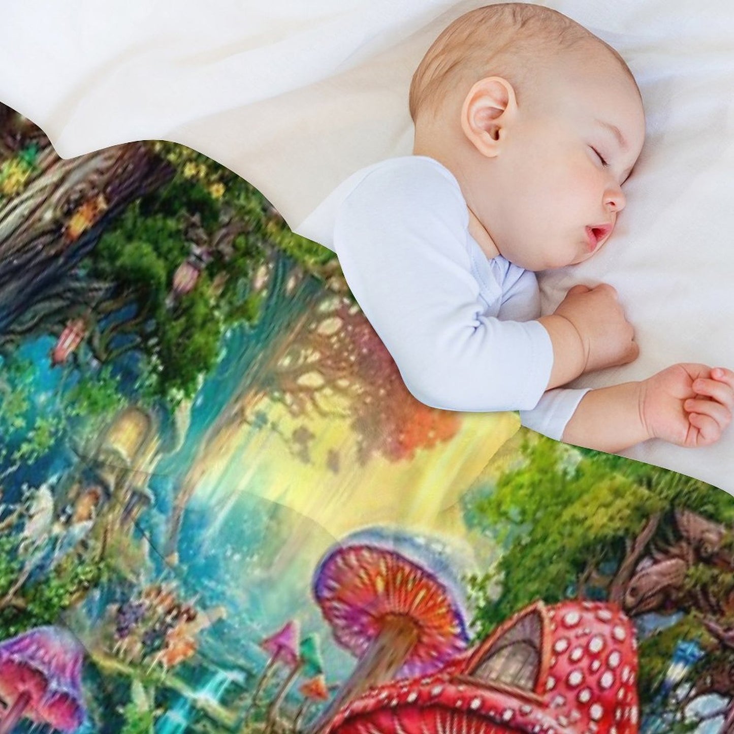 Merry Mushroom Village Picnic All-season Throw Blanket