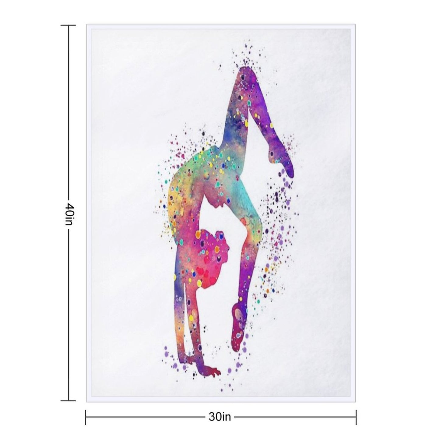 Gymnastics Girl Tumbling Colorful Watercolor Art Gift Sustainable Throw Blanket