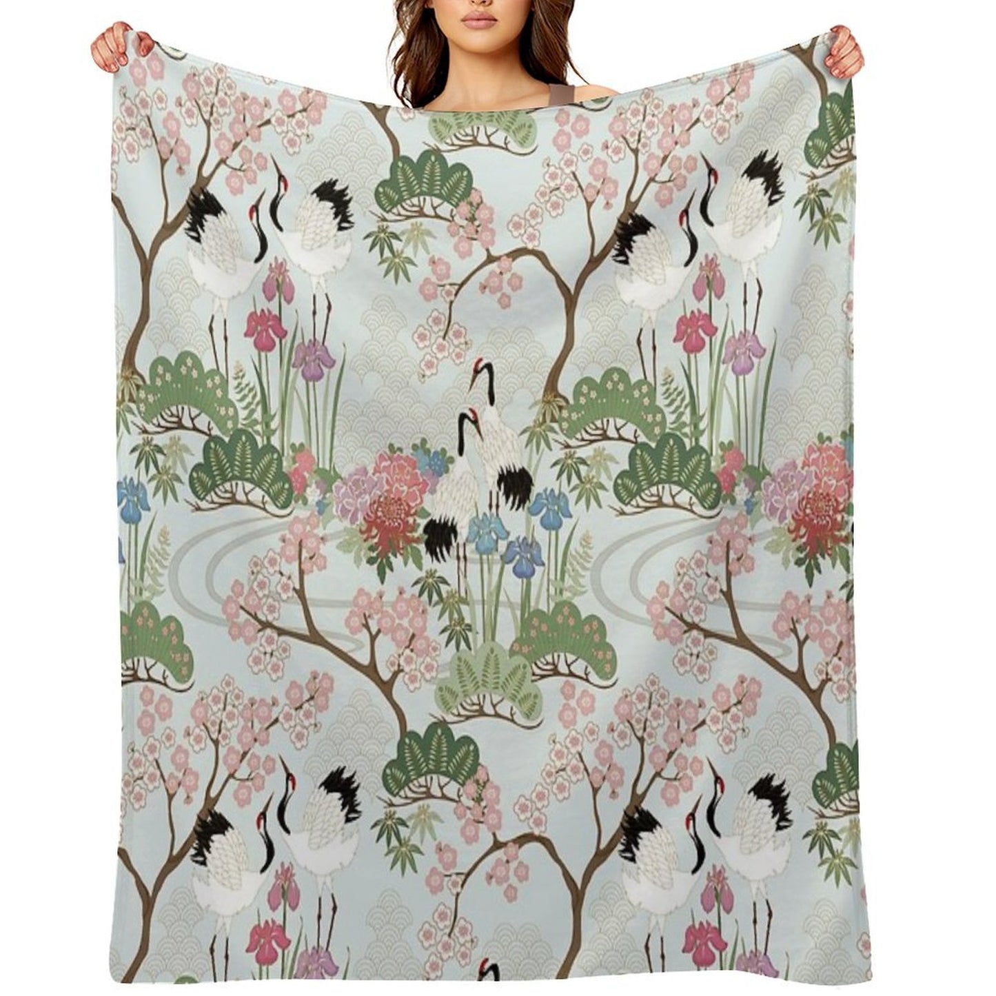 Japanese Garden Chantilly Travel-friendly Throw Blanket