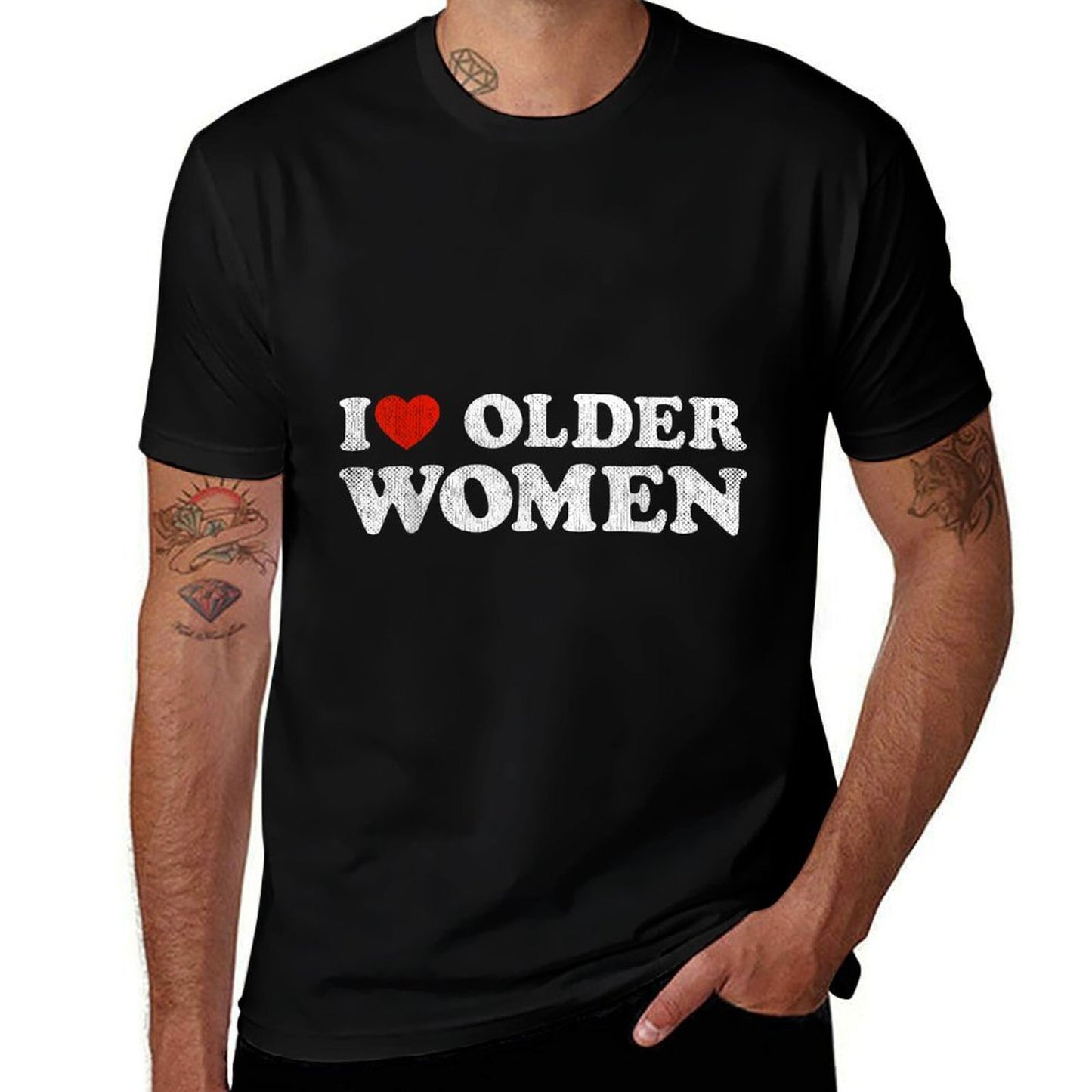 I Love Older Women Red Heart Older Women Sarcasm Slim-fit Cut T-Shirt