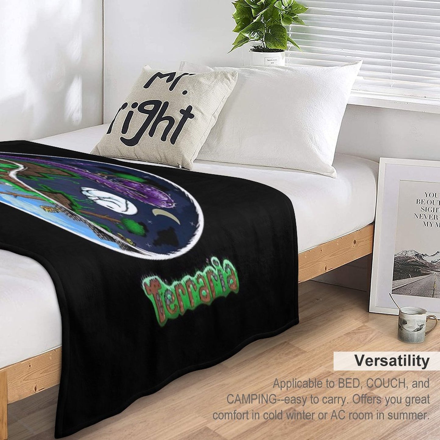 Terraria Game Night And Day Horror Design Durable Throw Blanket
