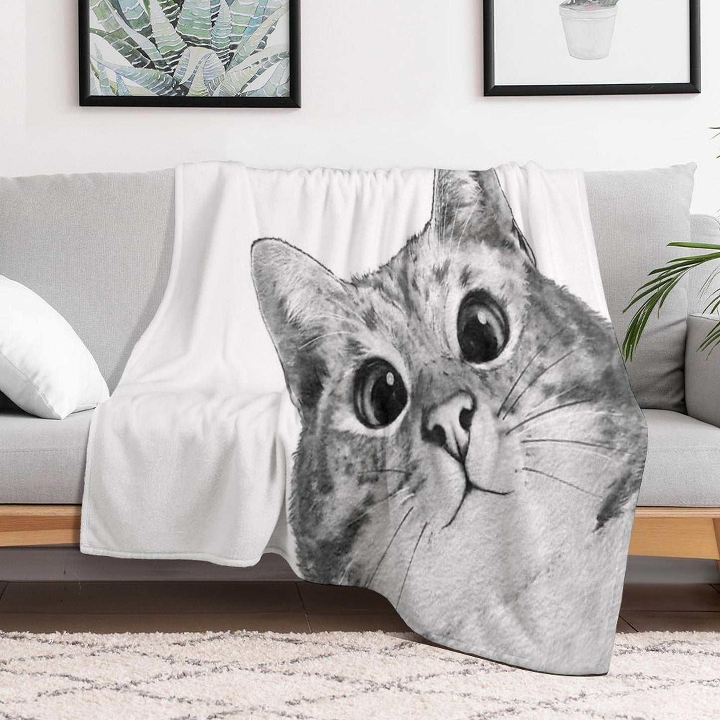 Sneaky Cat Machine-washable Throw Blanket