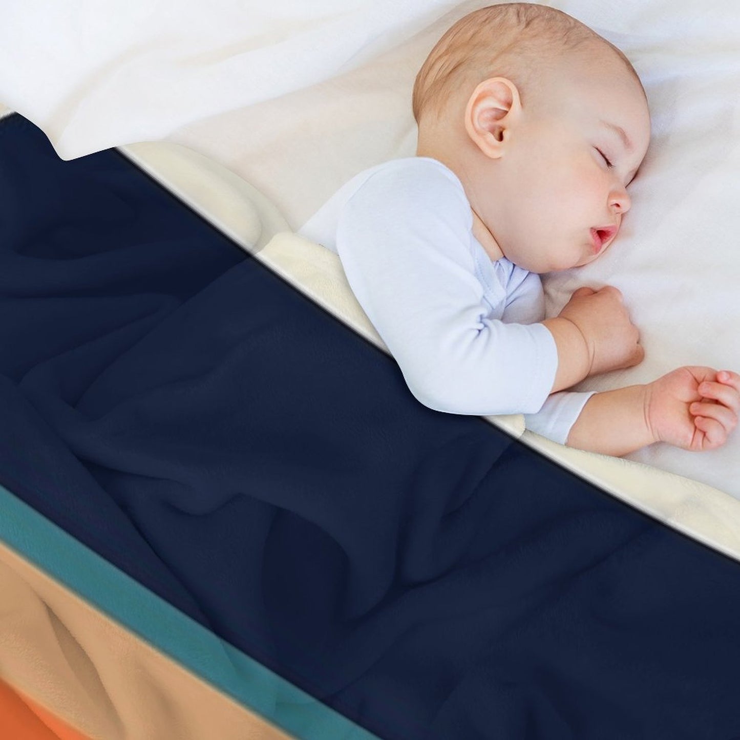 Mid-Century Modern Meets 1970s Orange And Blue Rainbow Sustainable Throw Blanket