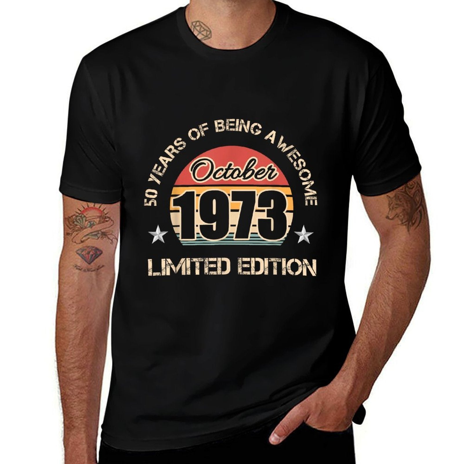 50 Years of Being Awesome October 1973 for 50th Birthday  Relaxed-fit T-Shirt