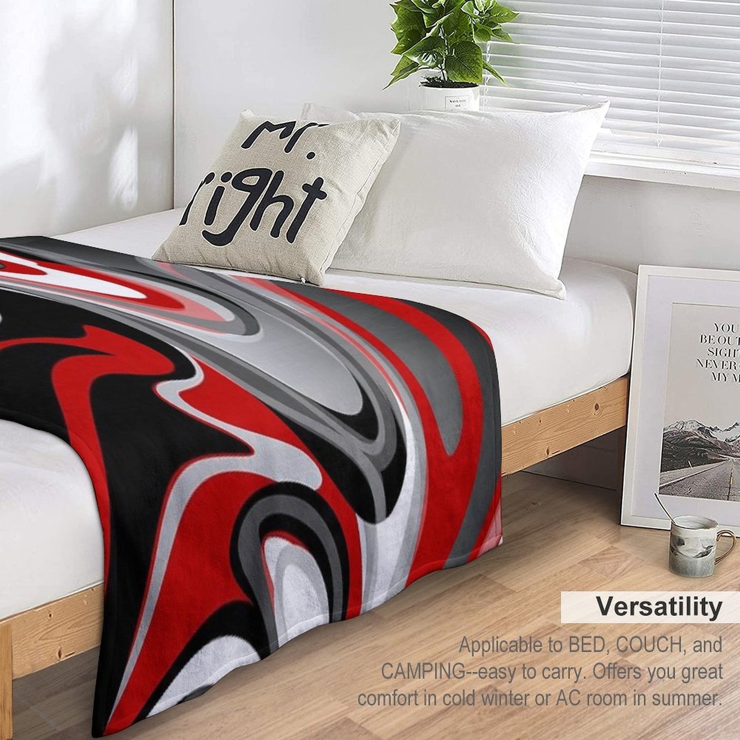 Liquify - Red, Gray, Black, White Eco-conscious Throw Blanket
