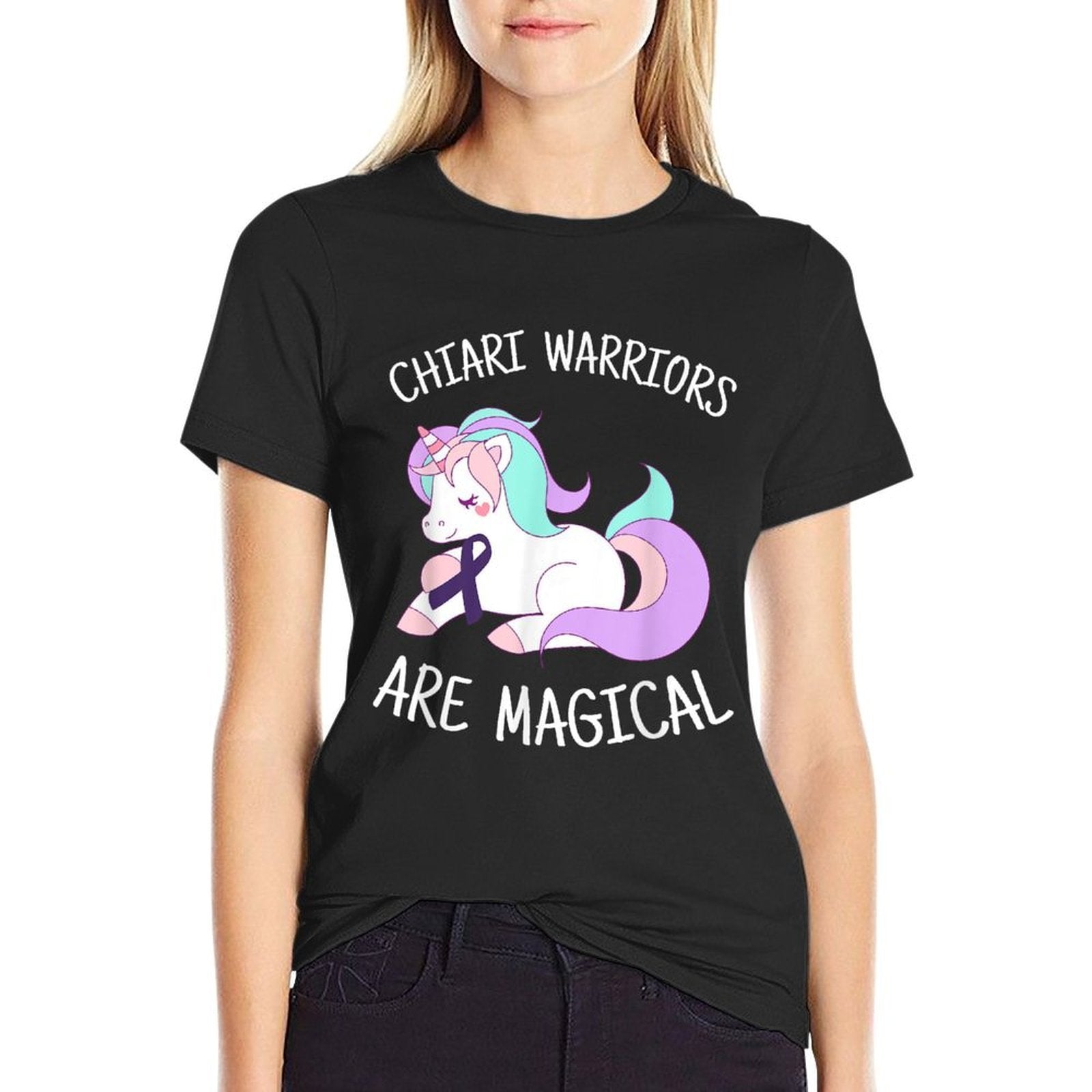 Unicorn Chiari Malformation Awareness Gift, Chiari Warrior  Tagless Design T-Shirt