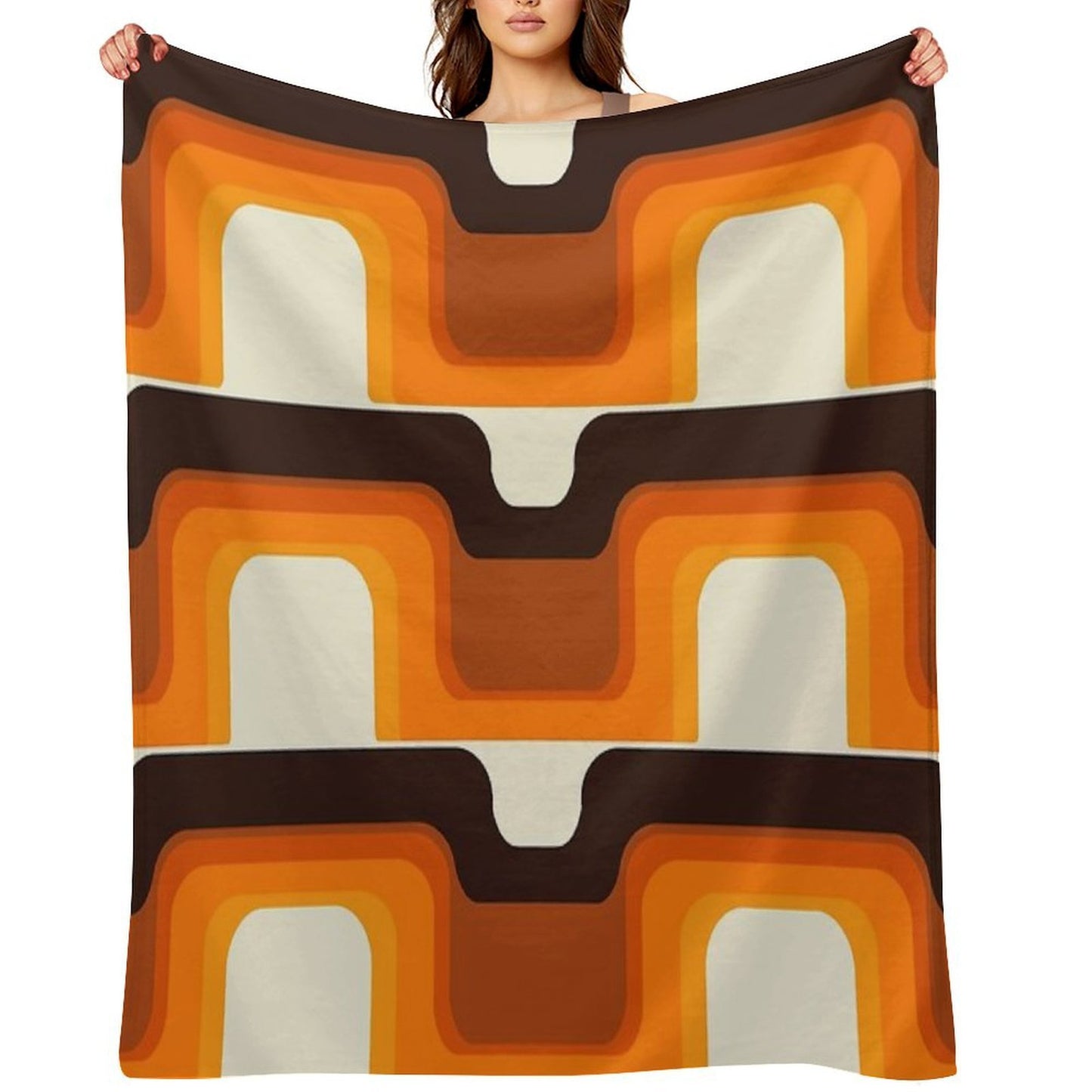Mid-Century Modern Meets 1970s Orange Velvety-soft Throw Blanket
