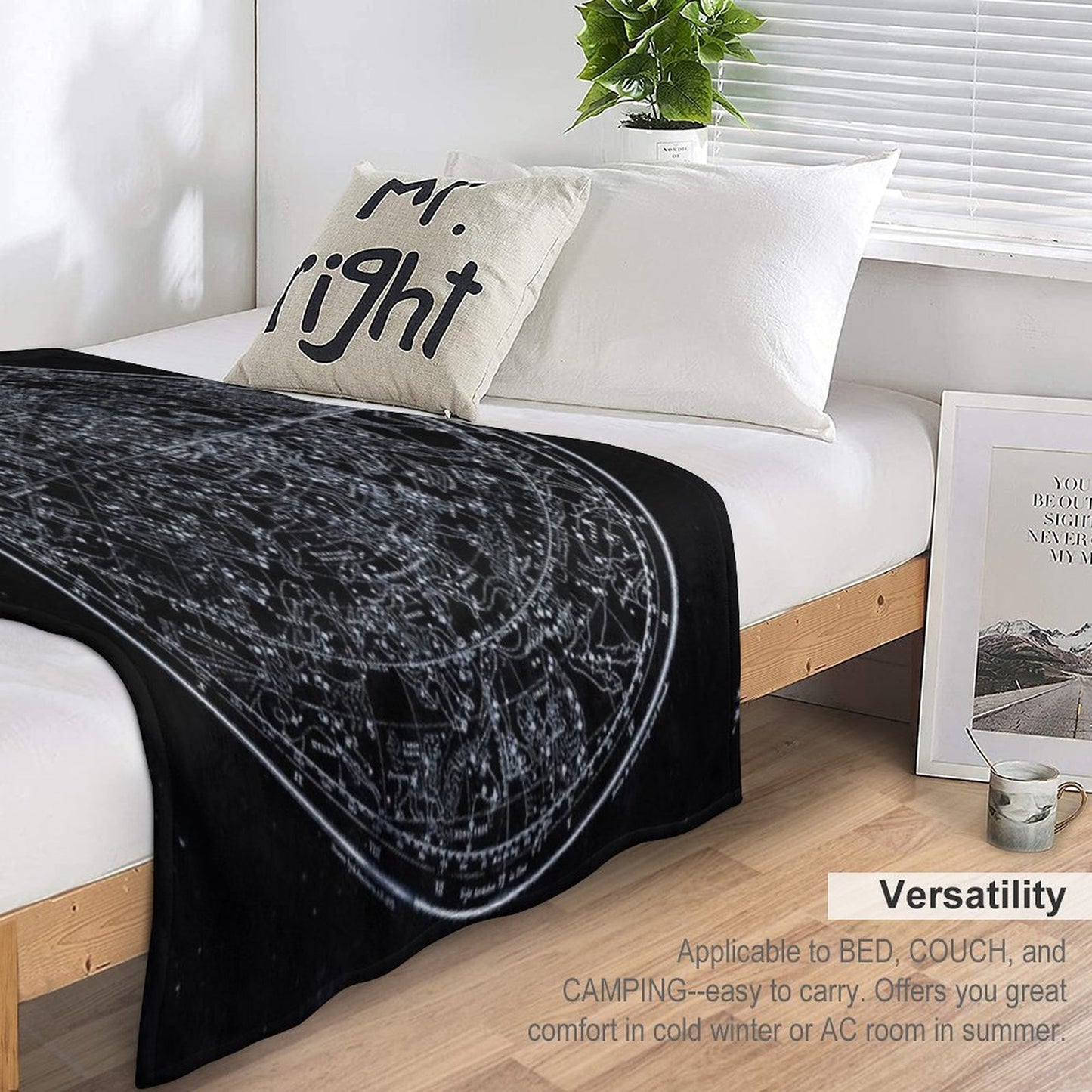 Constellations of The Northern Hemisphere Pale Blue On Black Compact Throw Blanket