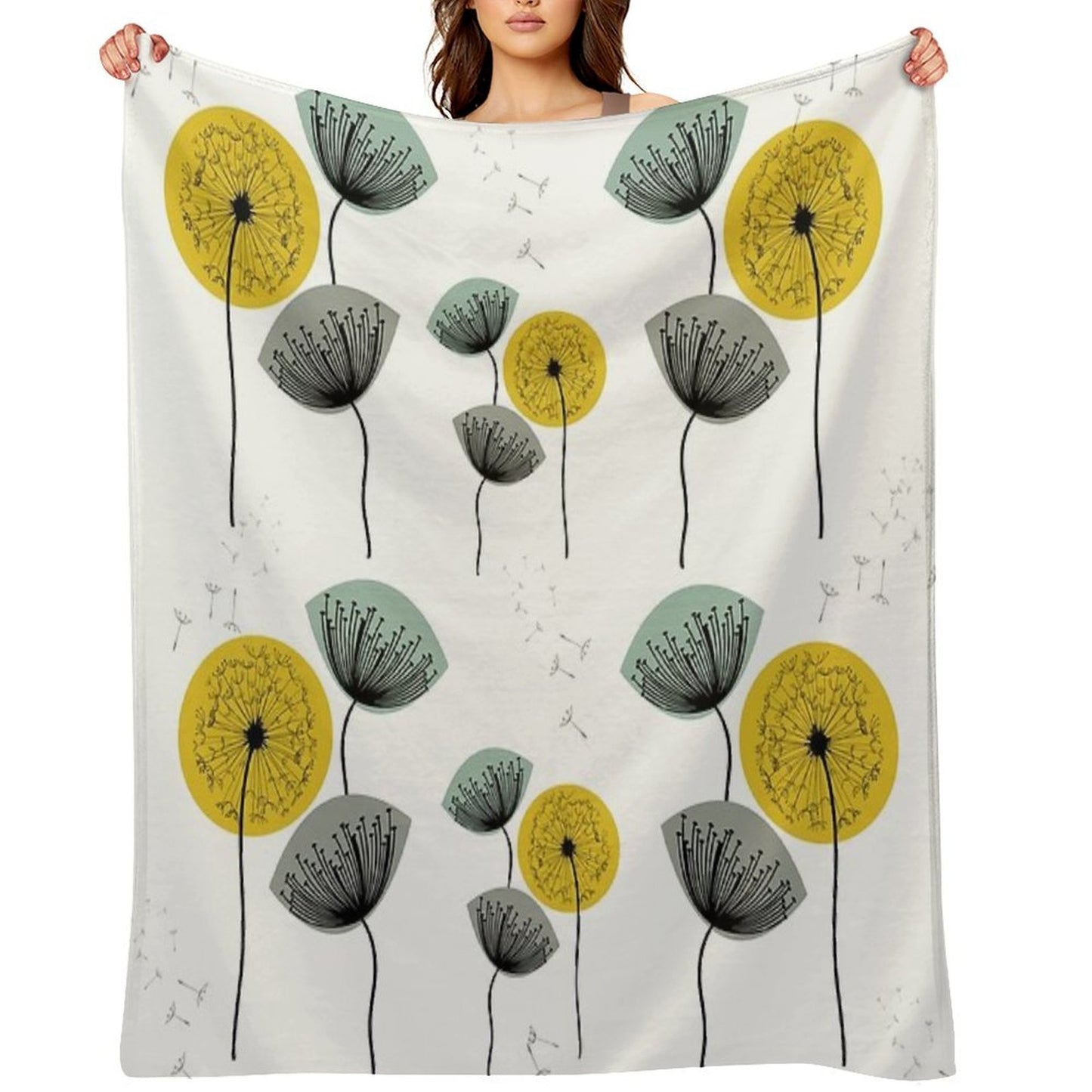 Mid Century Dandelions Wrinkle-free Throw Blanket