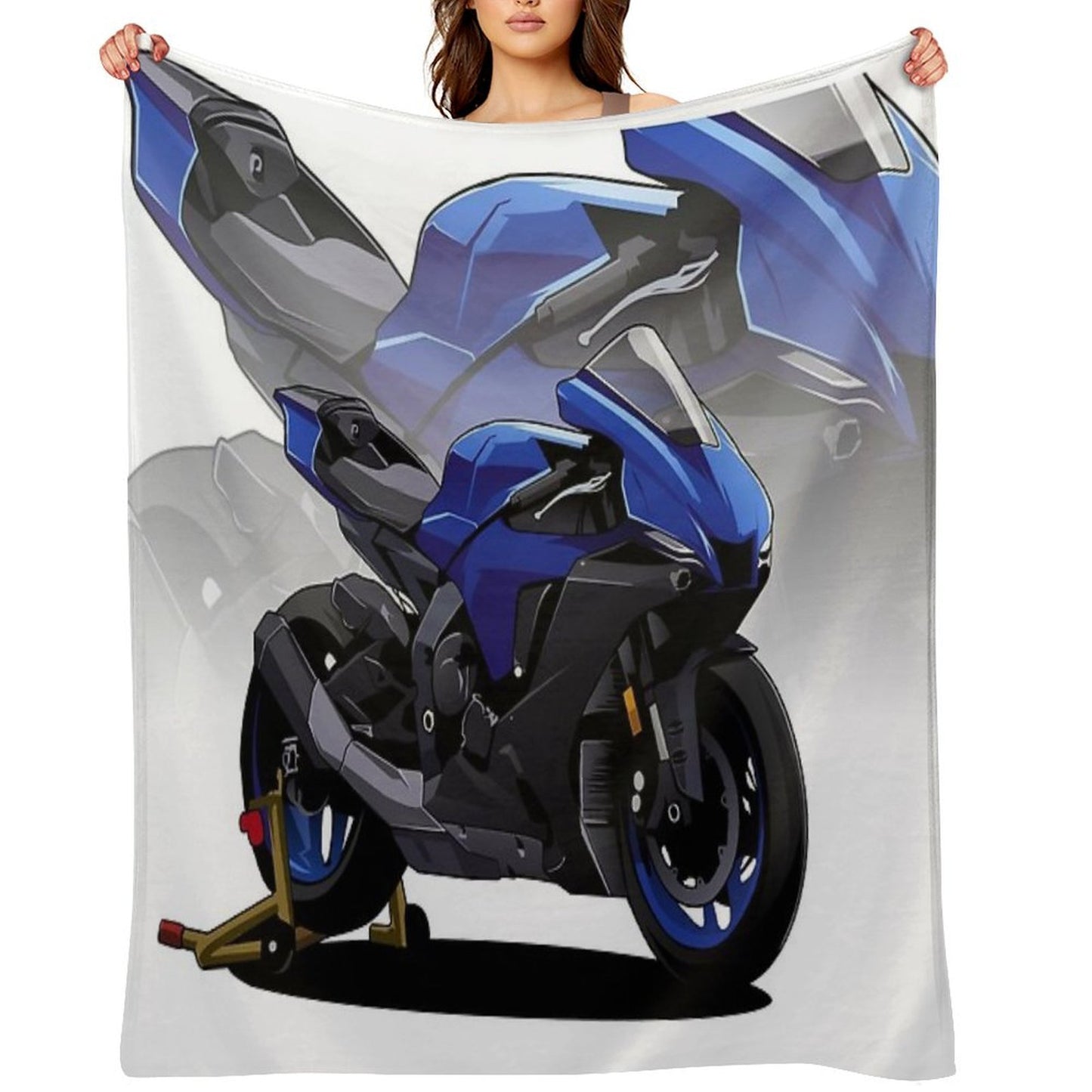 Yamaha R1 with Special Background Wrinkle-free Throw Blanket