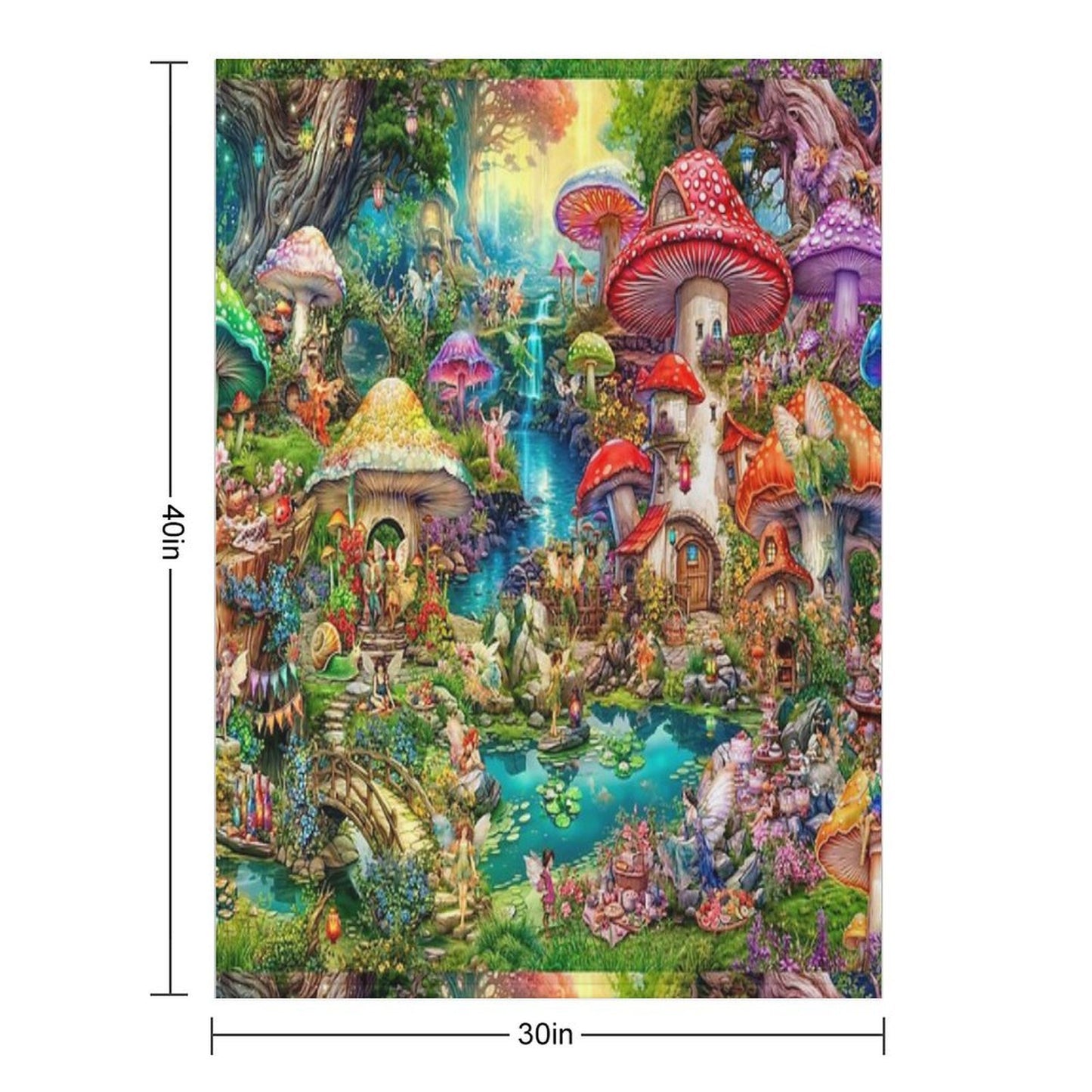 Merry Mushroom Village Picnic All-season Throw Blanket