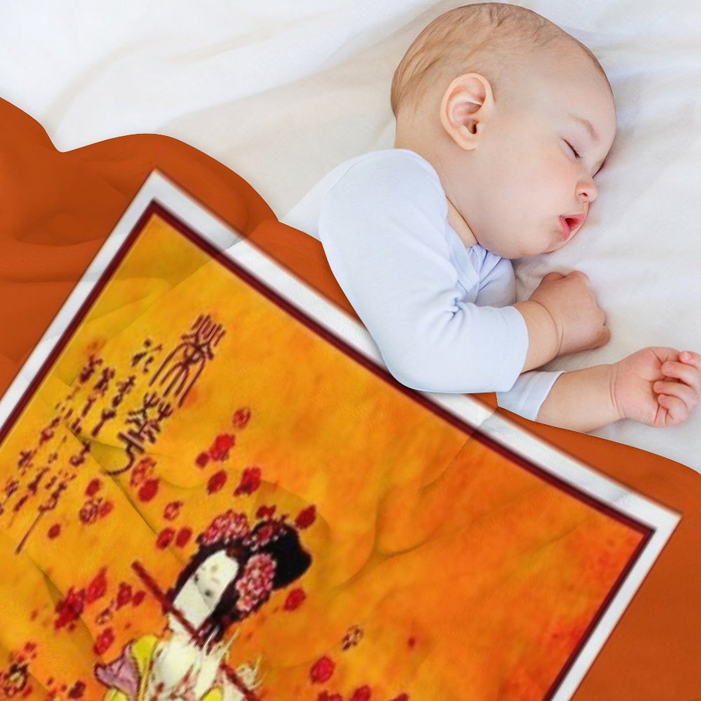JAPANESE GEISHA PLAYING FLUTE Vintage Tourism Print All-season Throw Blanket