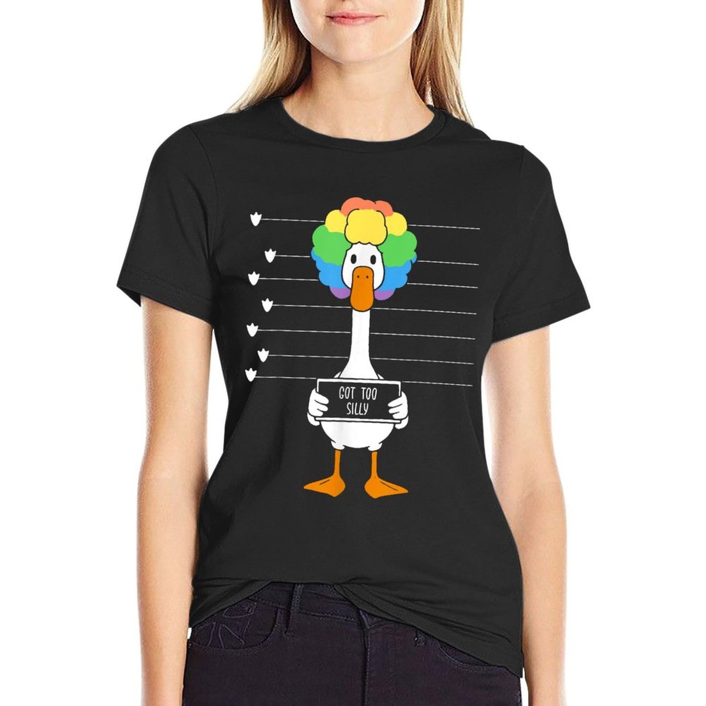 Funny Goose Lover Mugshot Meme Got Too Silly Lightweight T-Shirt