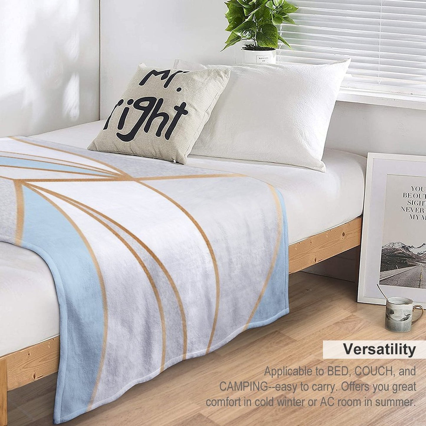 Blue, Grey & Gold Geo Eco-conscious Throw Blanket
