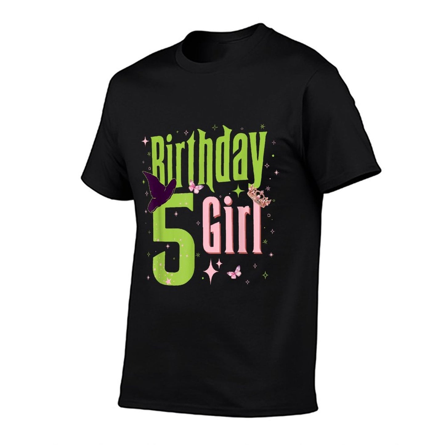 5Th Birthday Witch Pink And Green 5 Year Old Birthday Girl High-quality Stitching T-Shirt