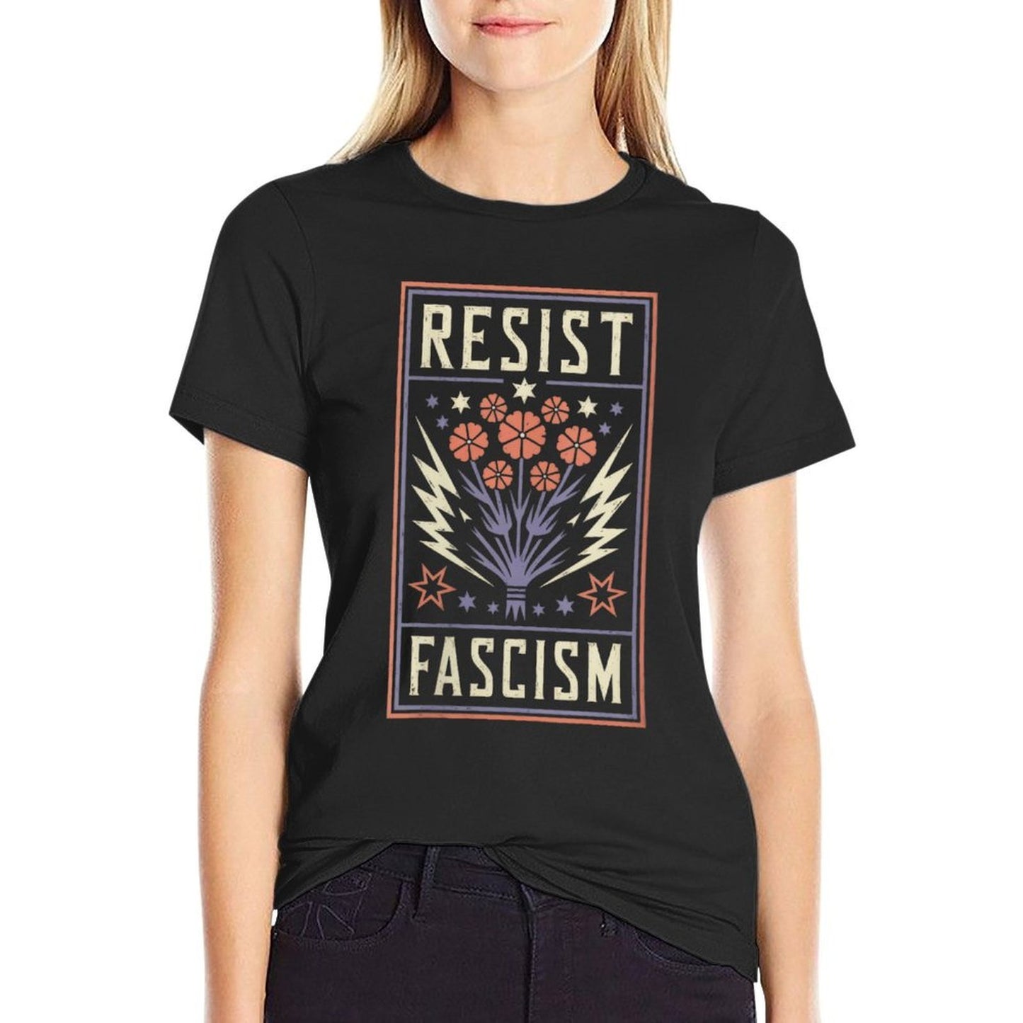 Womens Resist Fascism Protest Trump Anti Trump Stretchy T-Shirt