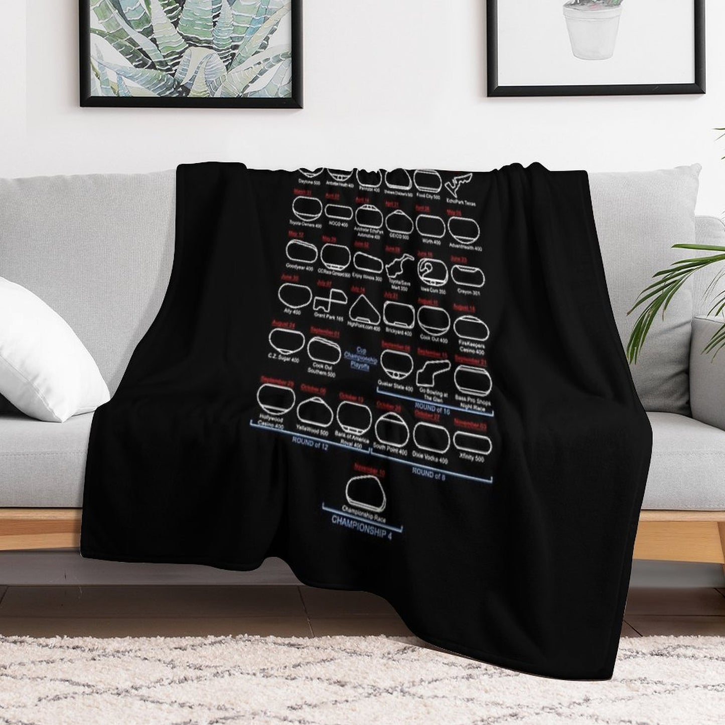 Schedule Nascar Cup Series 2024 Travel-friendly Throw Blanket