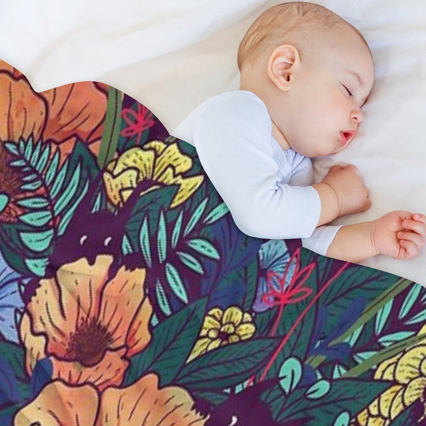 Wild Flowers Machine-washable Throw Blanket