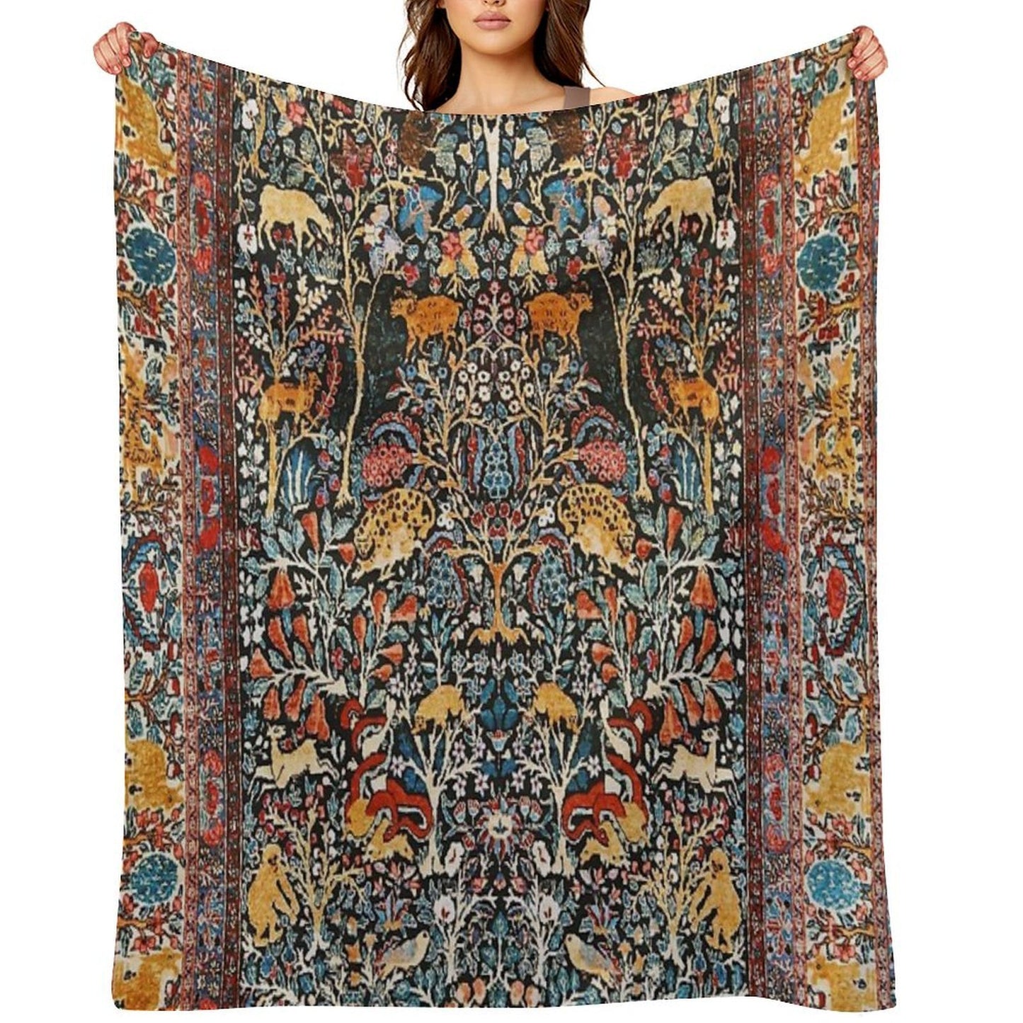Antique Persian Carpet Print Premium Throw Blanket