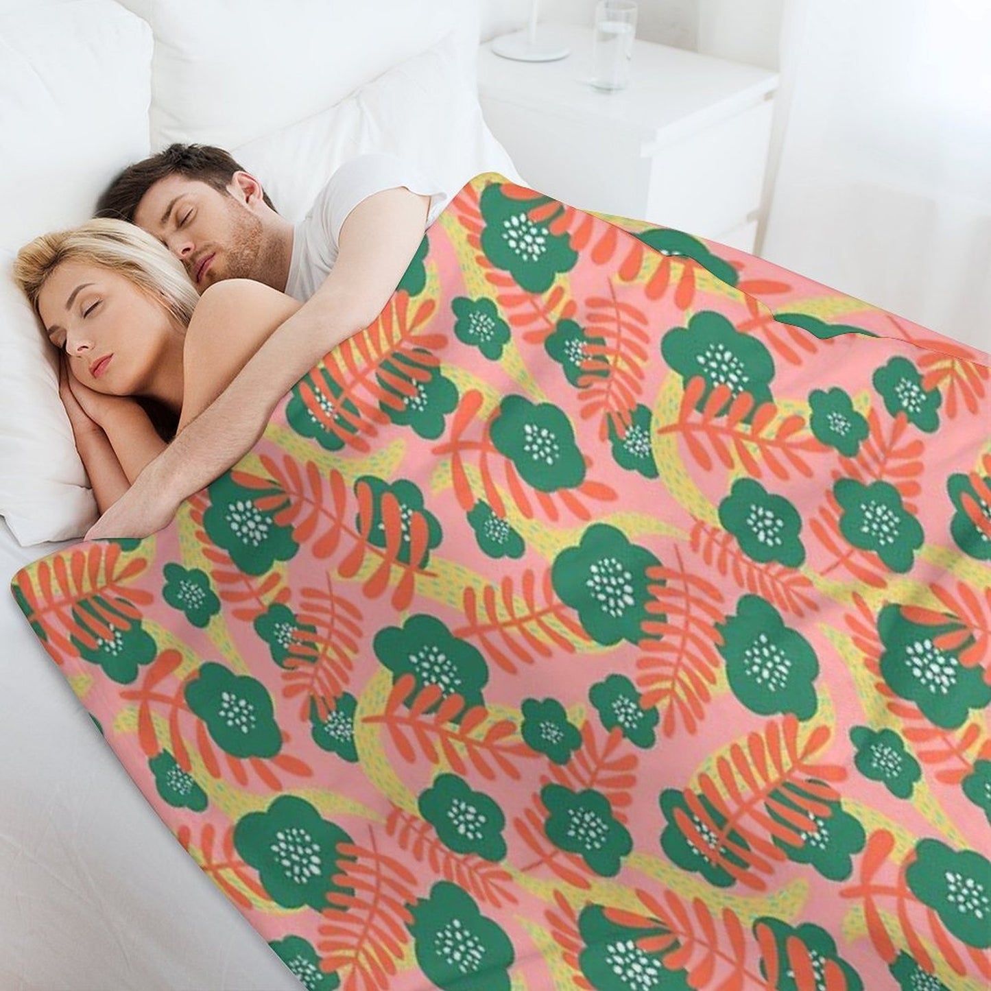 Bright Florals Wrinkle-free Throw Blanket