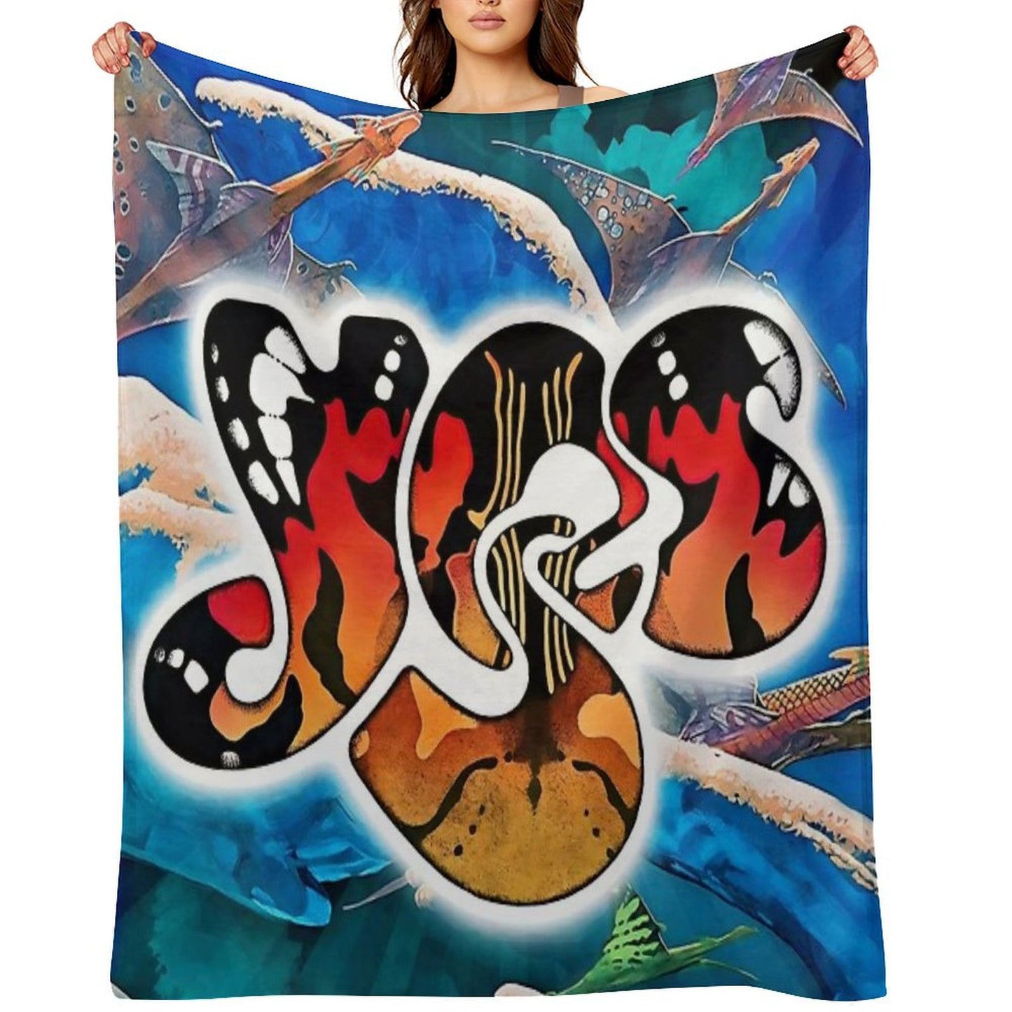 Yessongs, Progressive Rock, Fantasy Print, Surreal Art, Fantasy Landscape, Music Lover Gift Shrink-resistant Throw Blanket