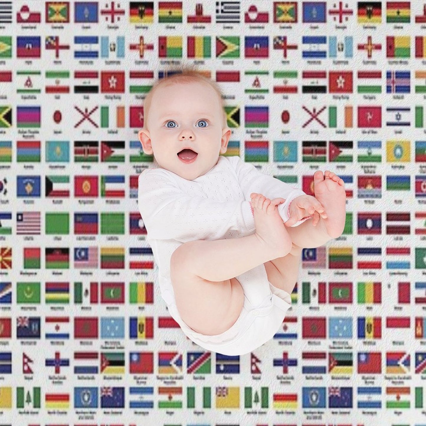 World Flags with Country Names Multi-functional Throw Blanket