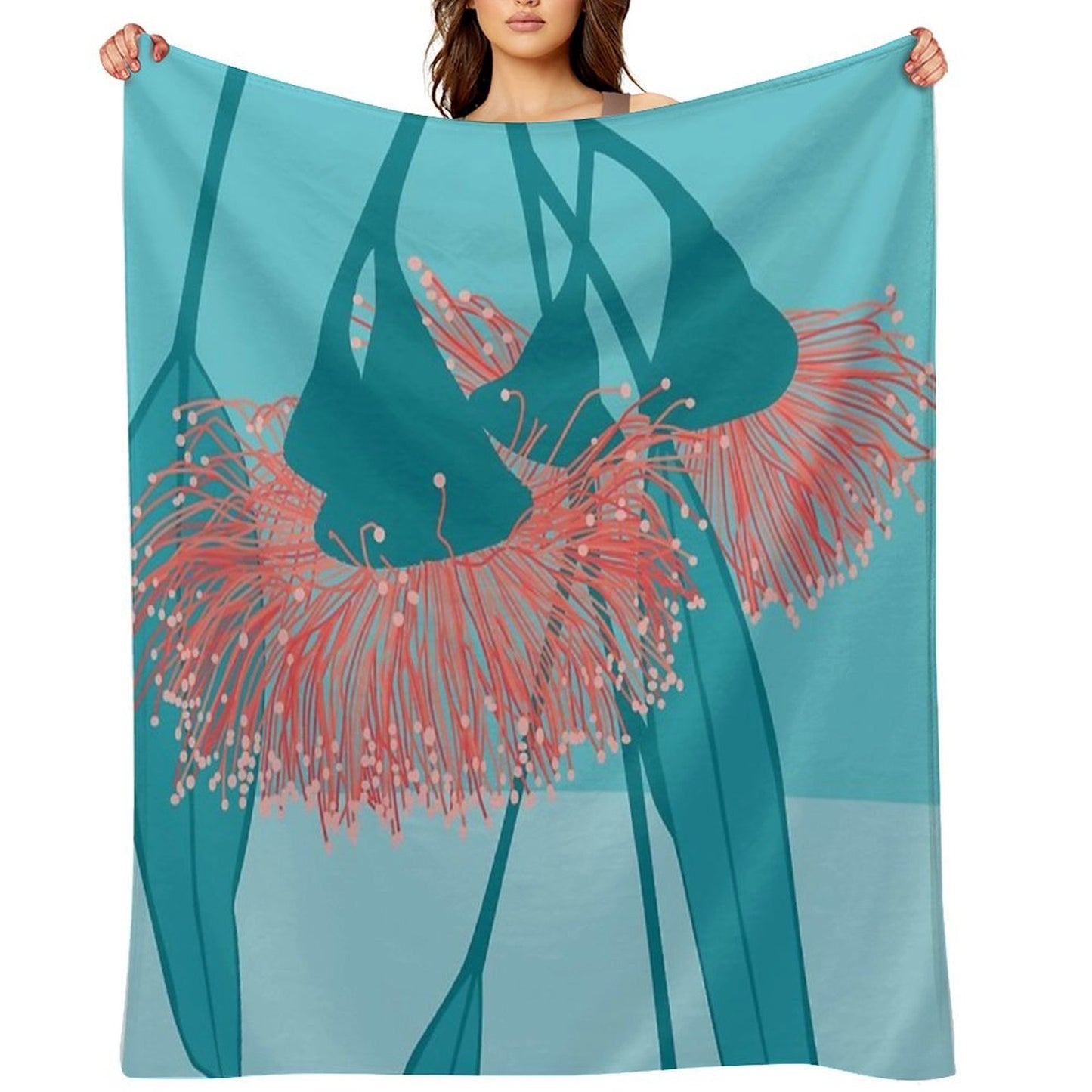 Gum Blossom Eucalyptus Pink Blue Comfort Throw Blanket