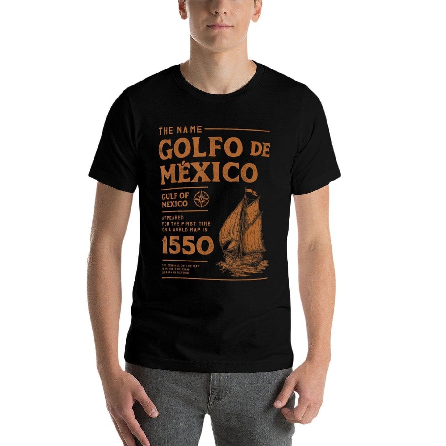 Gulf of Mexico First Map Since 1550 Ribbed Collar T-Shirt