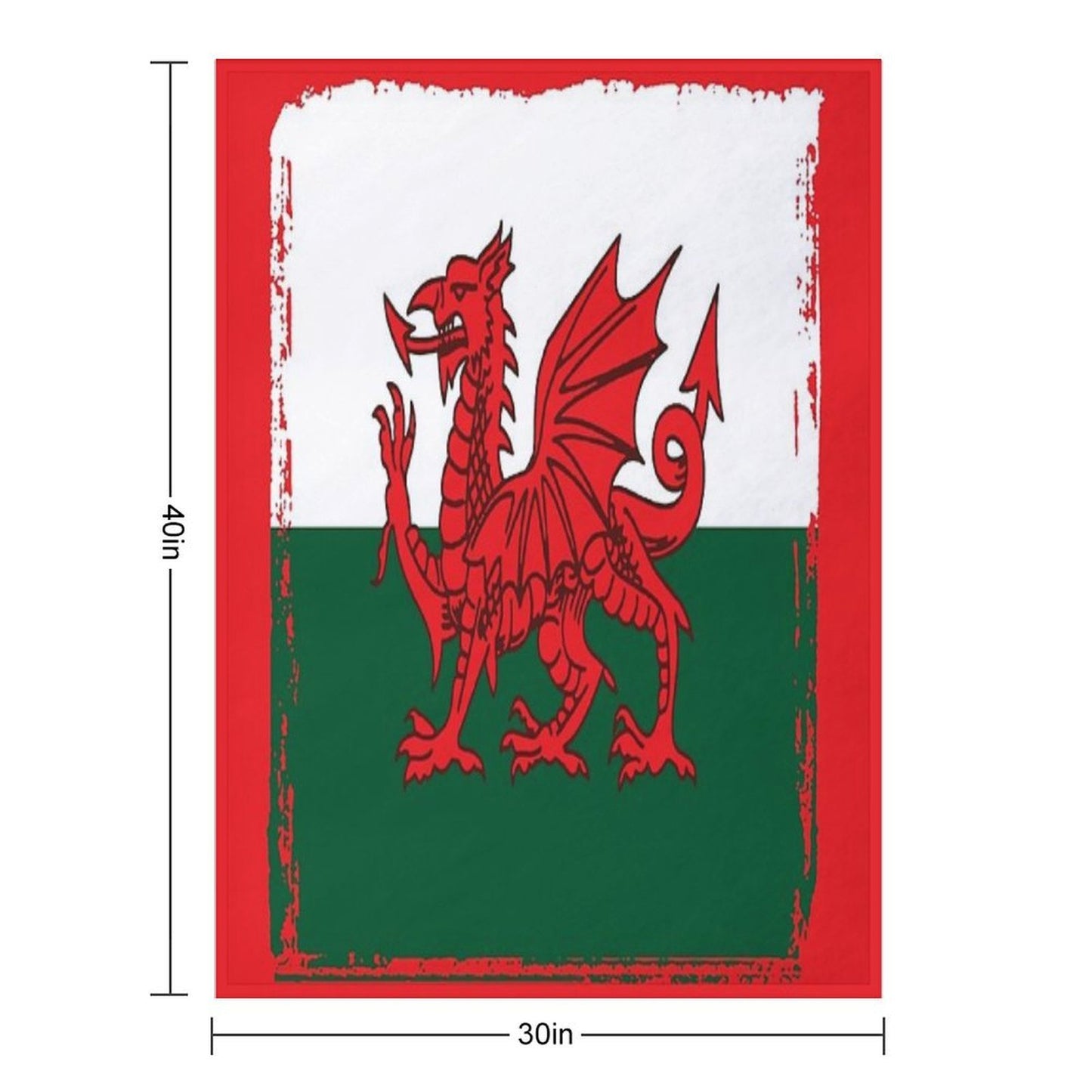 Y Ddraig Goch The Red Dragon Grunge Welsh Flag Travel-friendly Throw Blanket