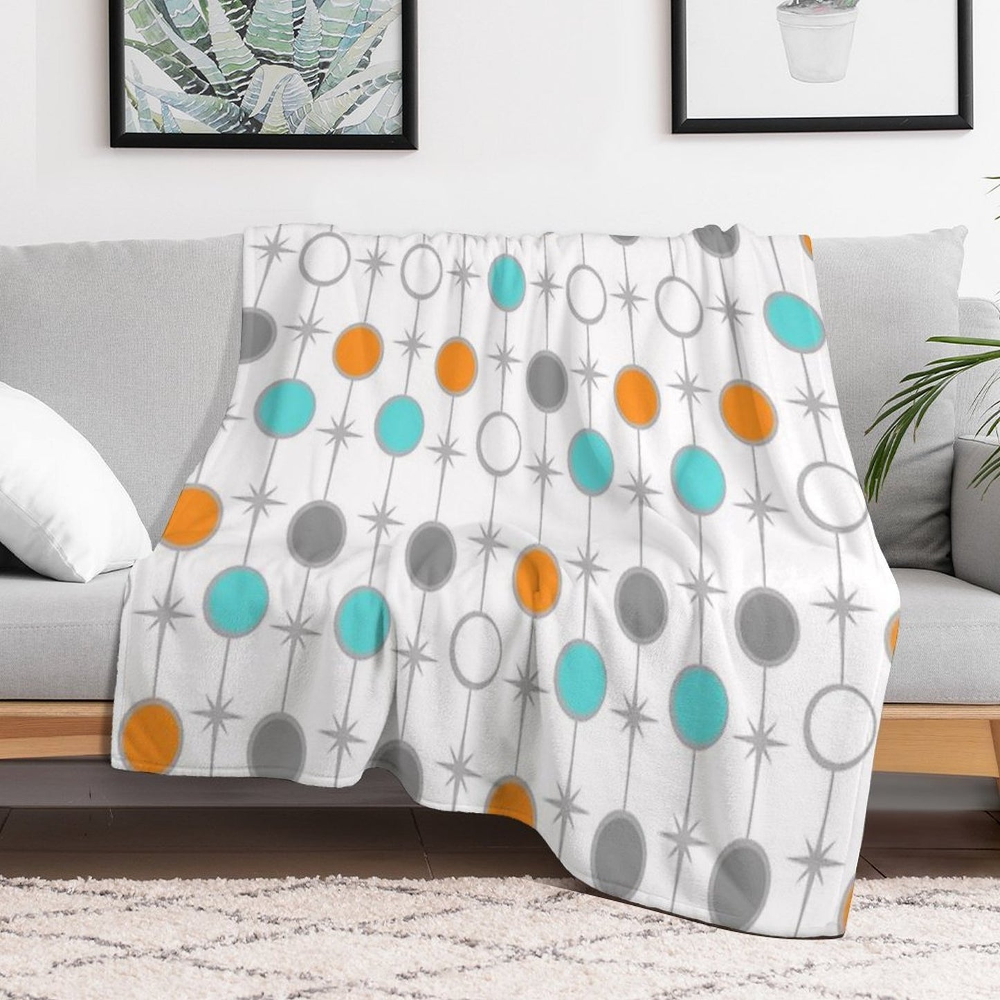 Retro Dots And Starbursts Durable Throw Blanket