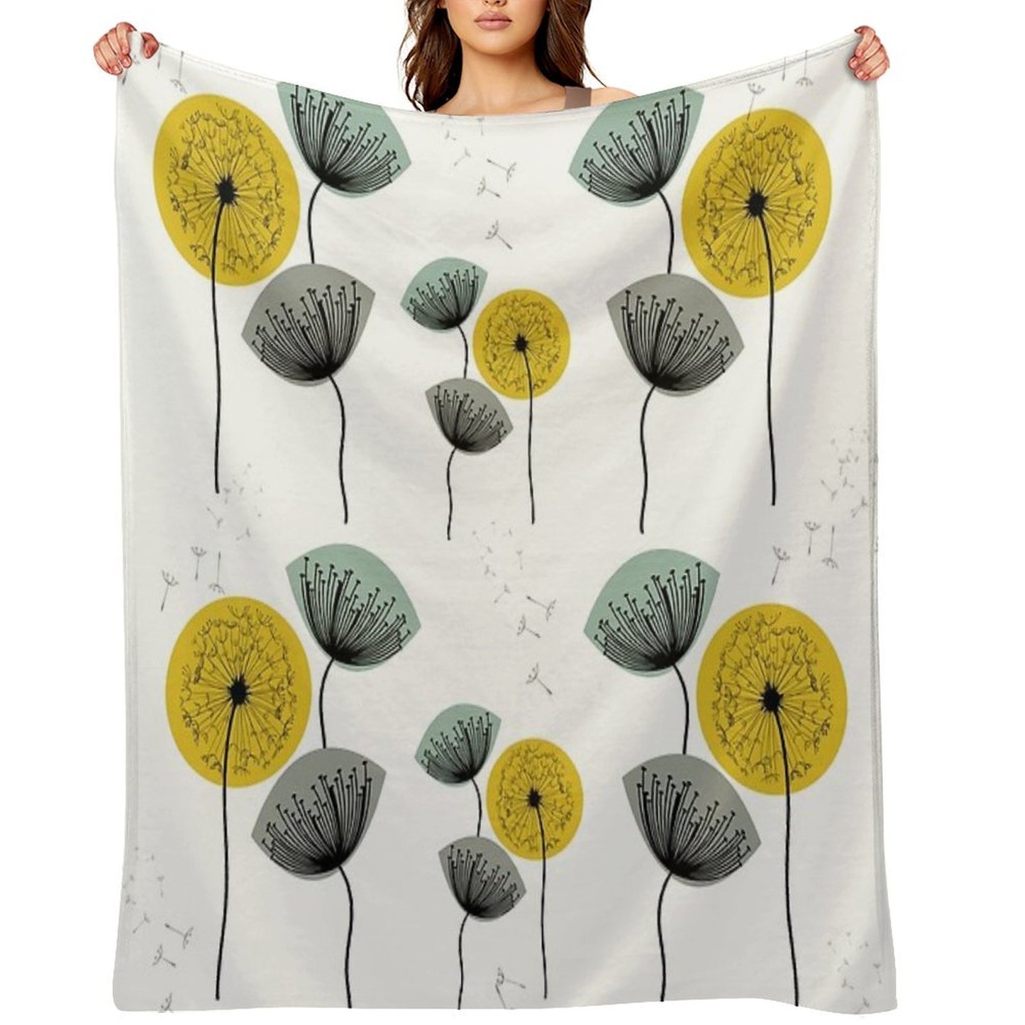 Mid Century Dandelions Wrinkle-free Throw Blanket
