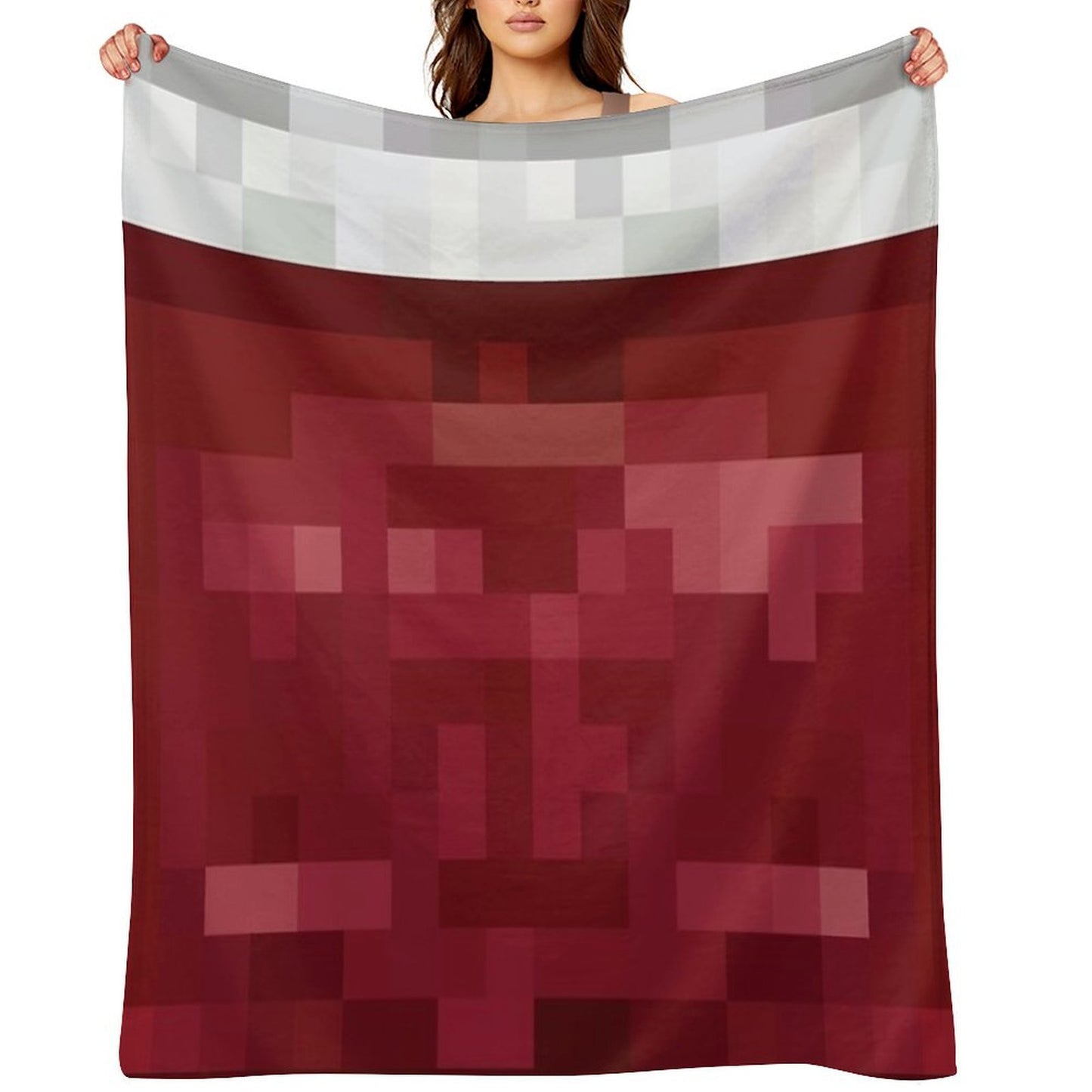 Red And White Pixel Design Compact Throw Blanket