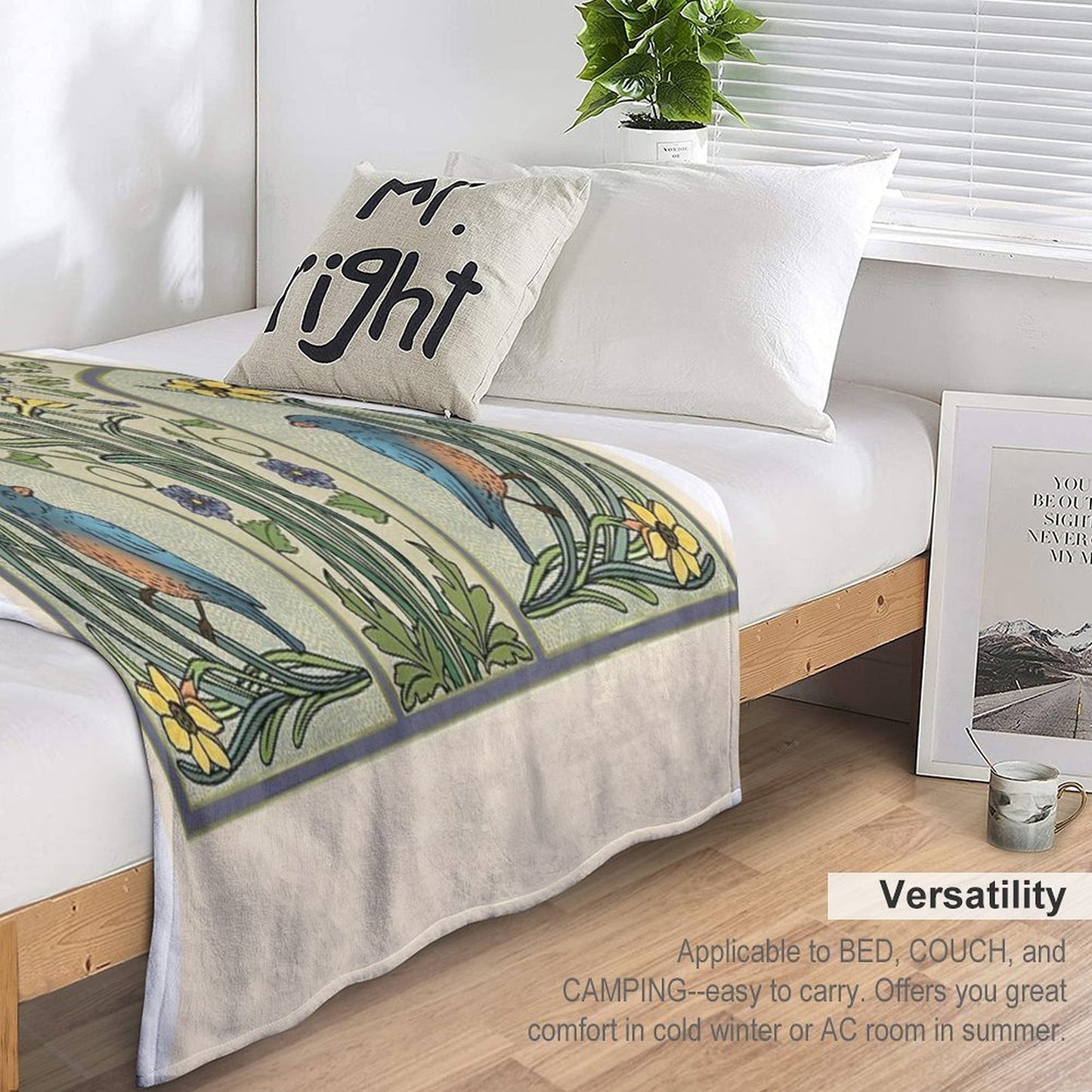 Bluebirds And Spring Blossoms Inspired By Art Nouveau Comfort Throw Blanket