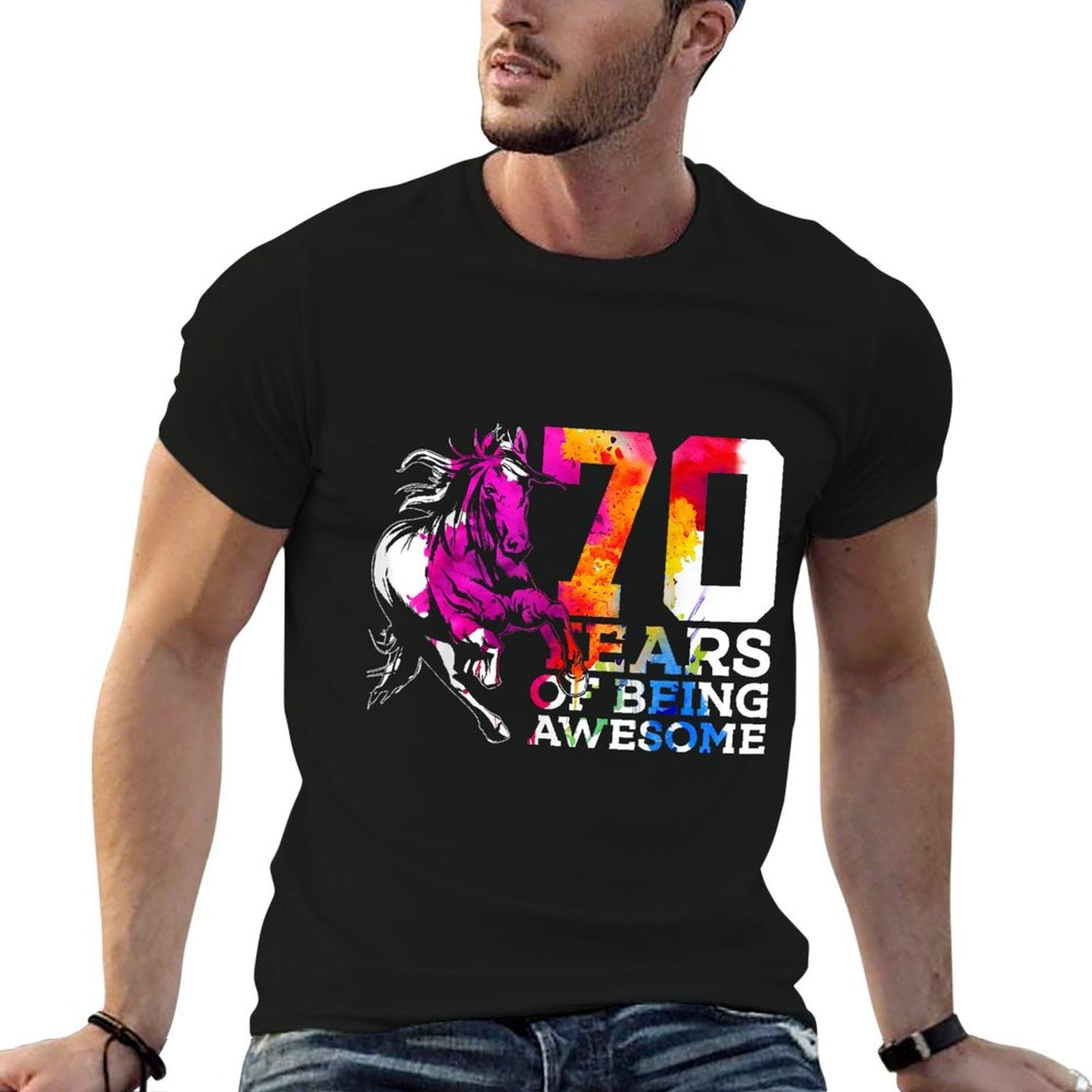 HORSE 70 YEARS OF BEING AWESOME RIDING 70TH BIRTHDAY  Quick-drying T-Shirt